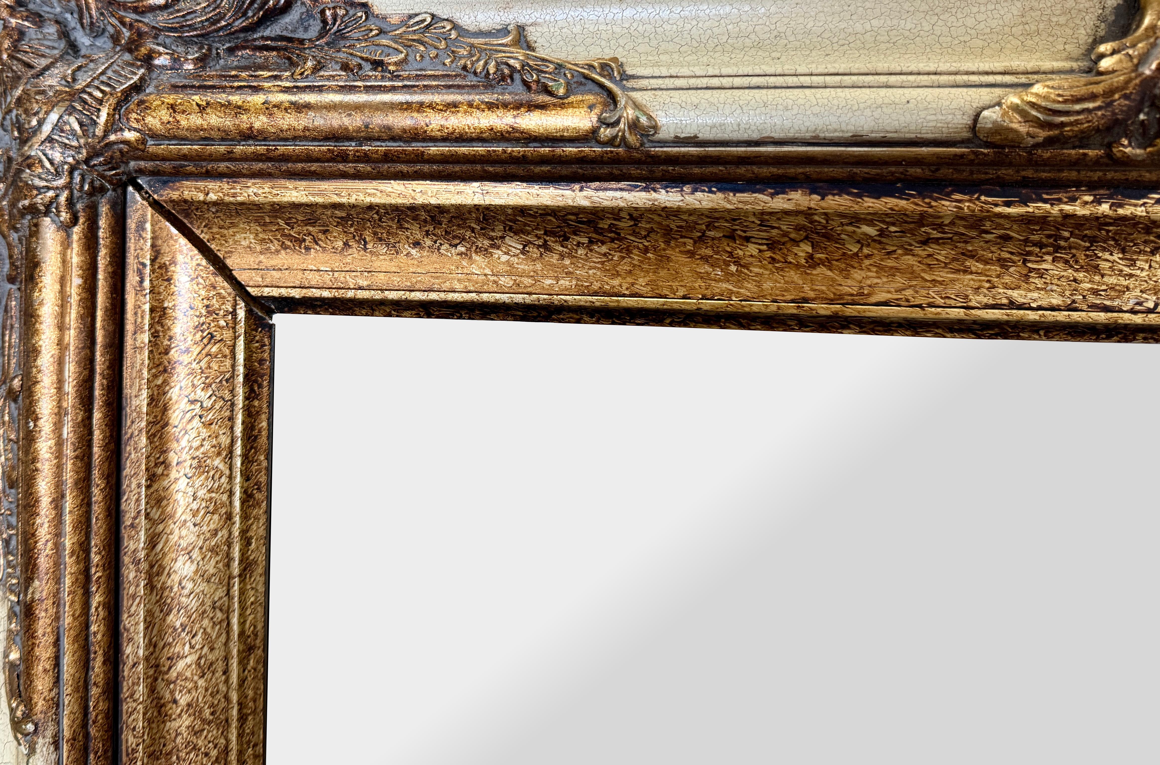 Rococo Style Distressed Gold Beveled Console or Wall Mirror by Bombay Furniture For Sale 5