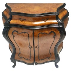 Rokoko-Schrank aus ebonisierter Buche und Nussbaumholz im Rokoko-Stil mit Glasplatte, Italien