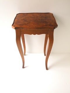 Rococo Style End Side Accent Table with Burl Top, Small