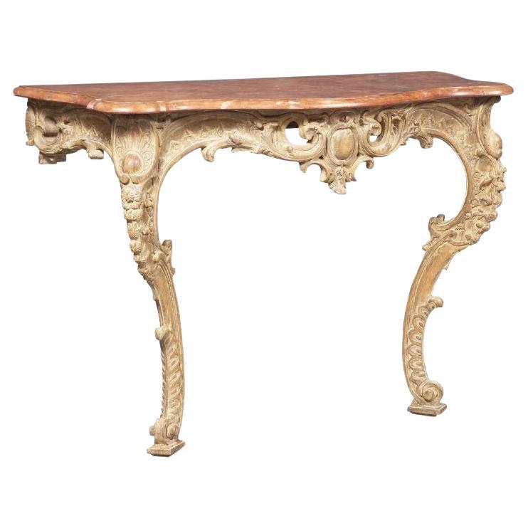 Rococo Style Faux Marble Top Wall Mount Console Table For Sale