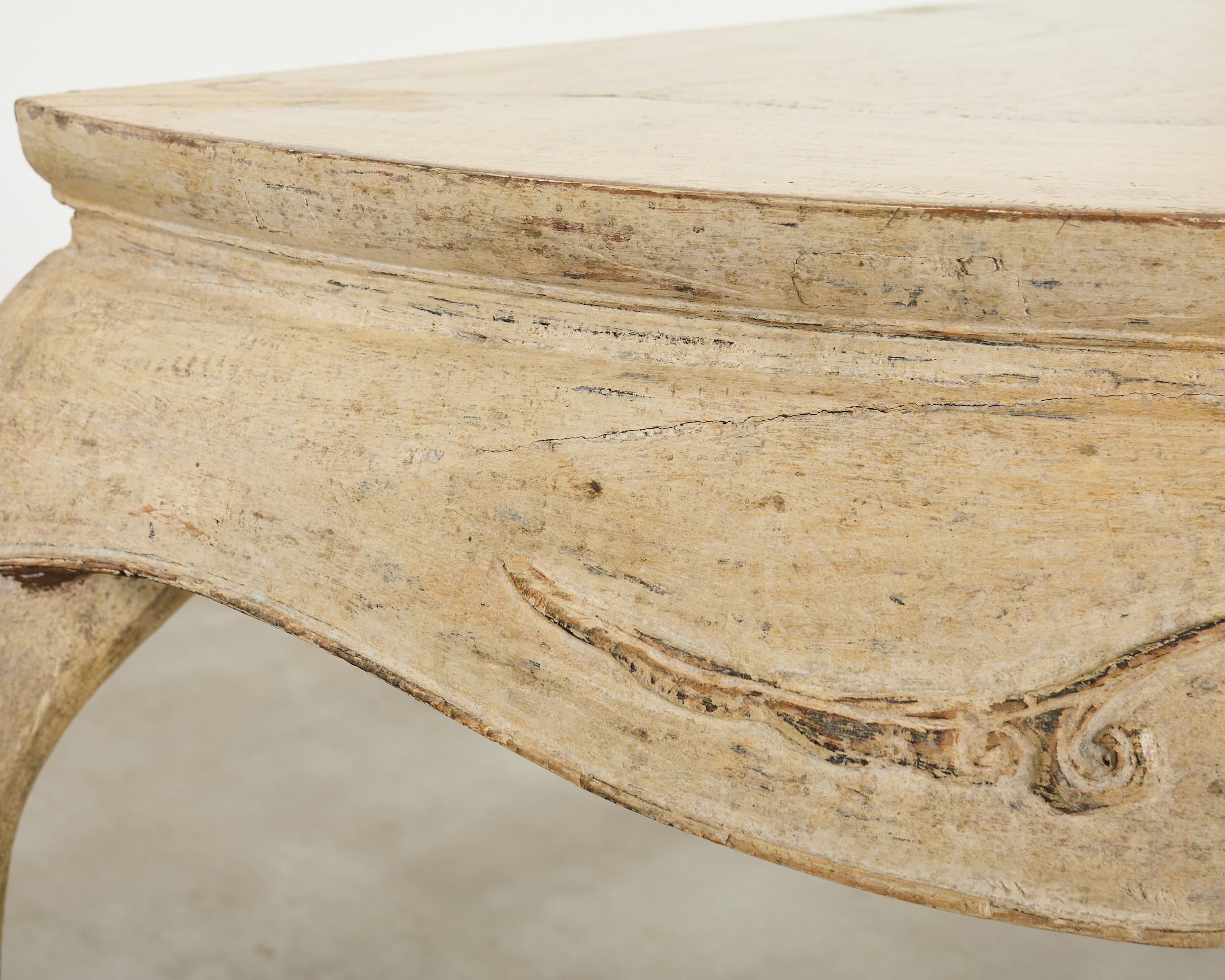 Rococo Style Faux Painted Demilune Console Table For Sale 8