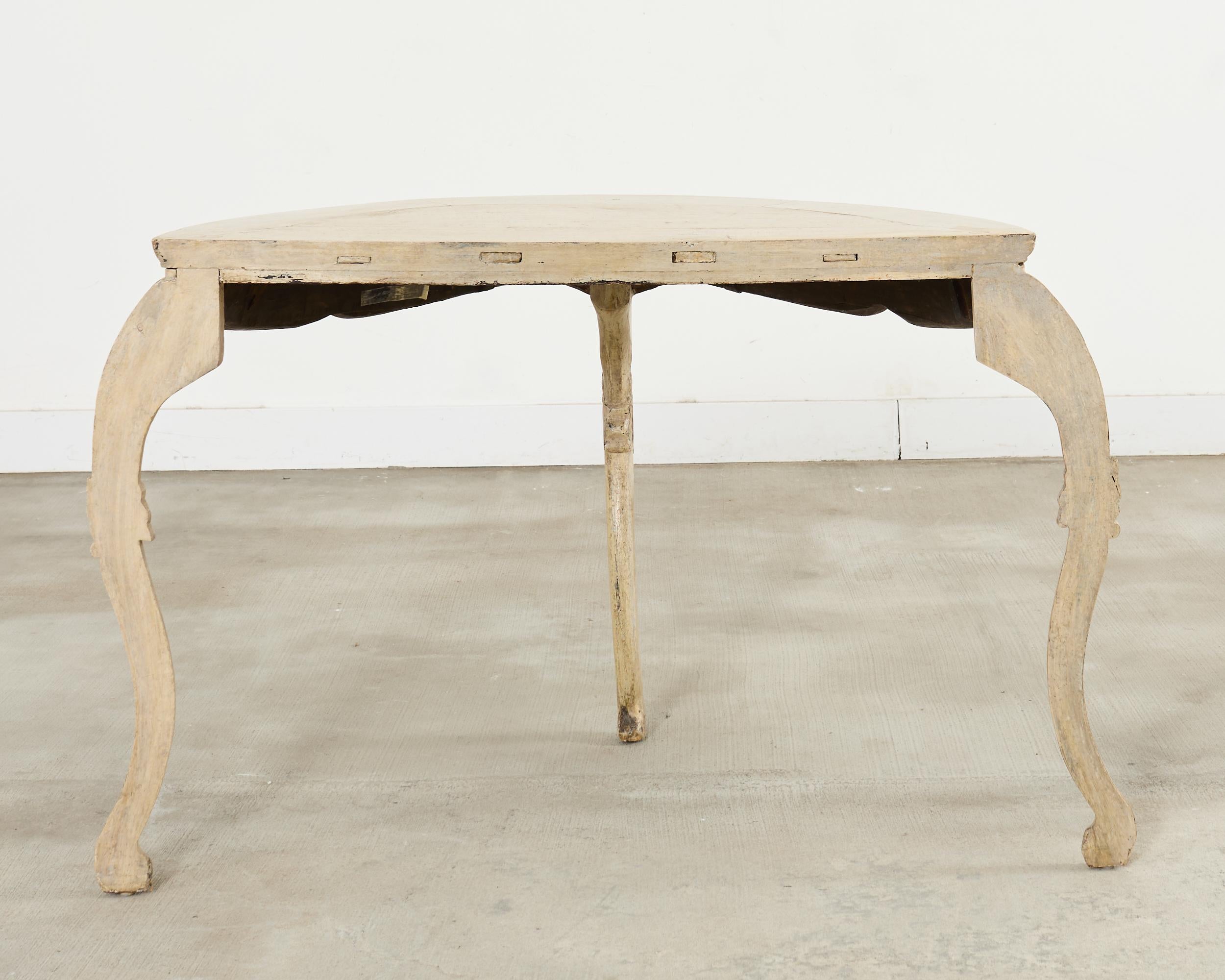 Rococo Style Faux Painted Demilune Console Table For Sale 10