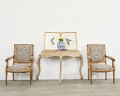 Rococo Style Faux Painted Demilune Console Table