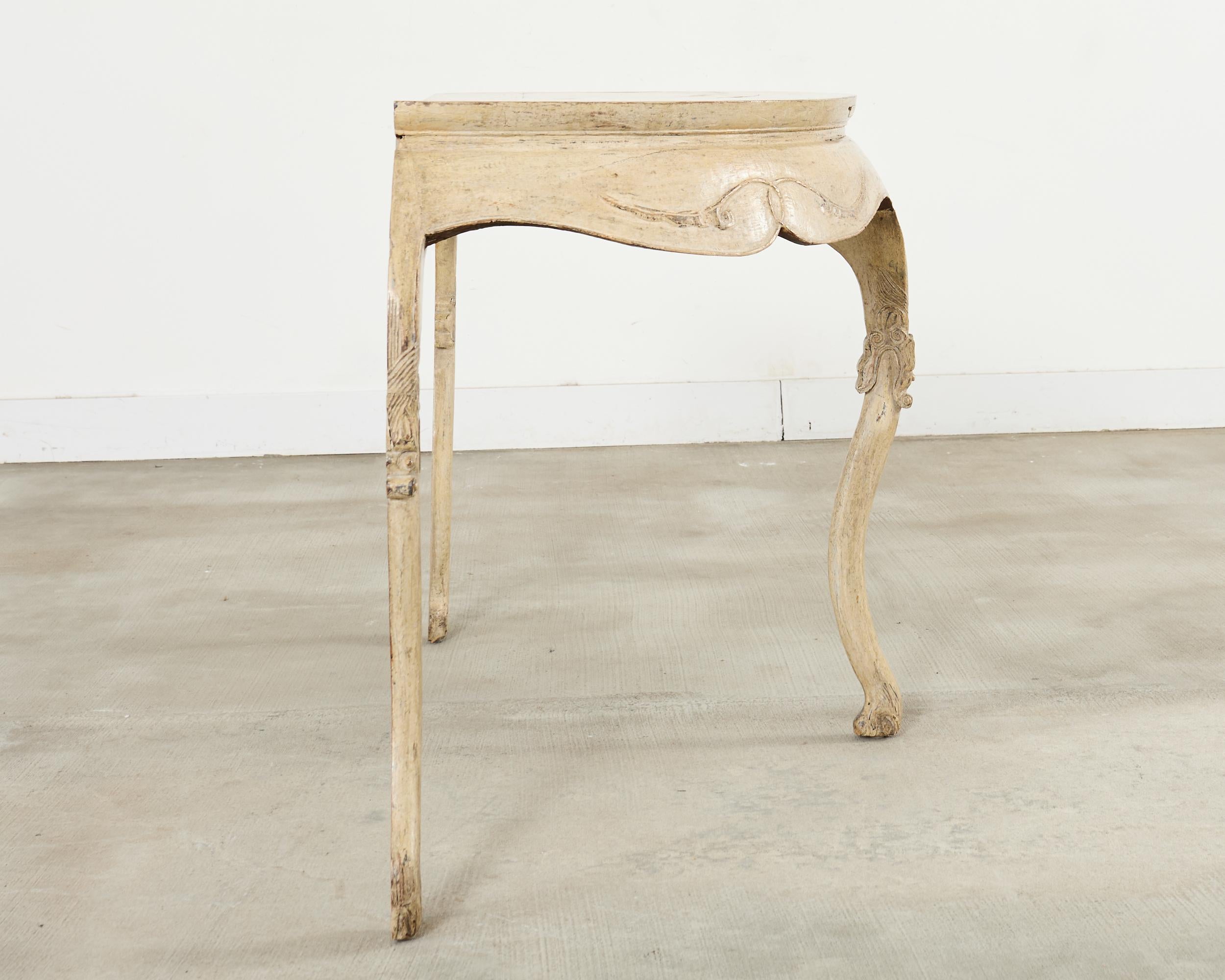 Rococo Style Faux Painted Demilune Console Table For Sale 2