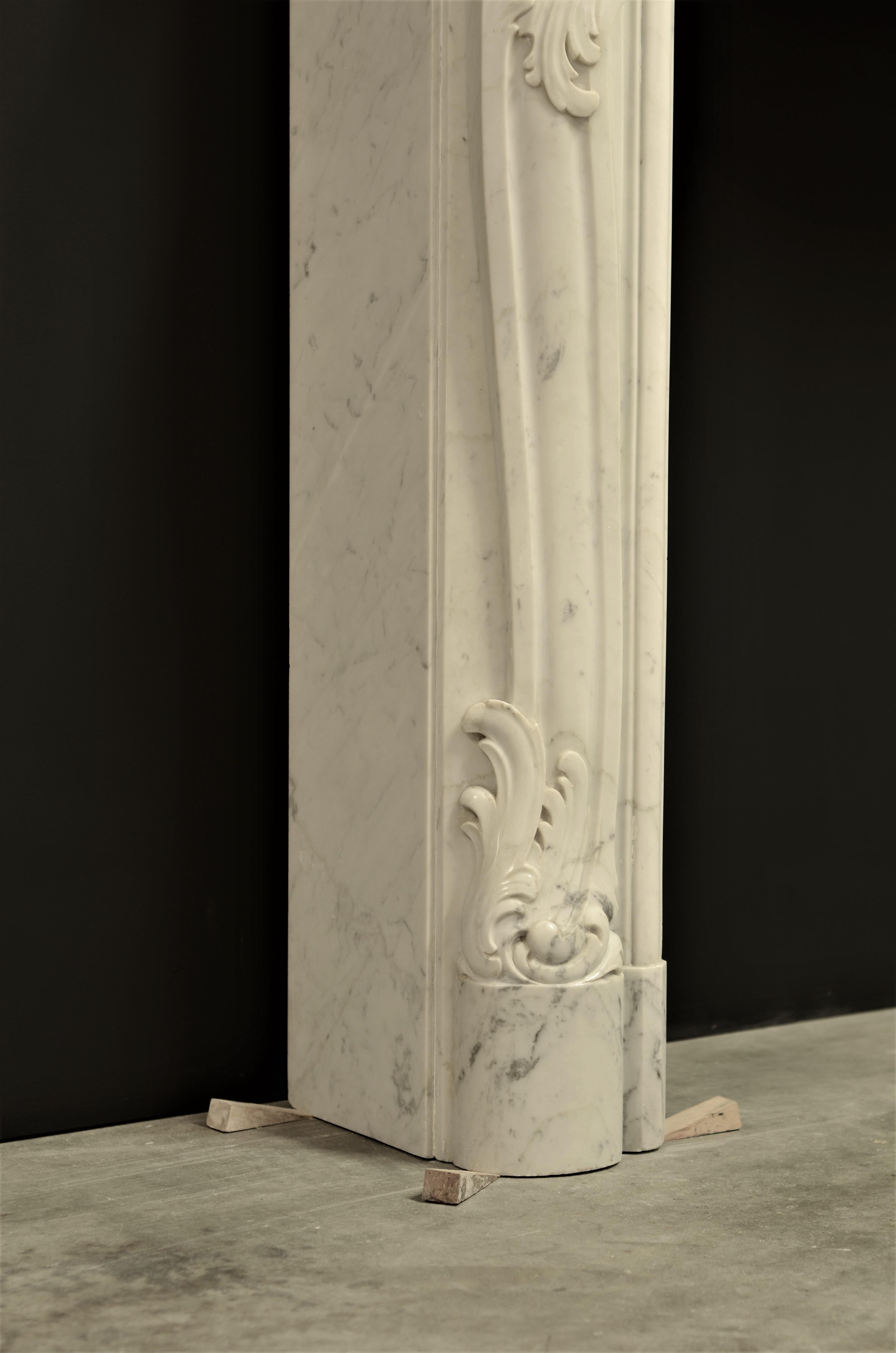 Rococo Style Fireplace Mantel in White Marble 4