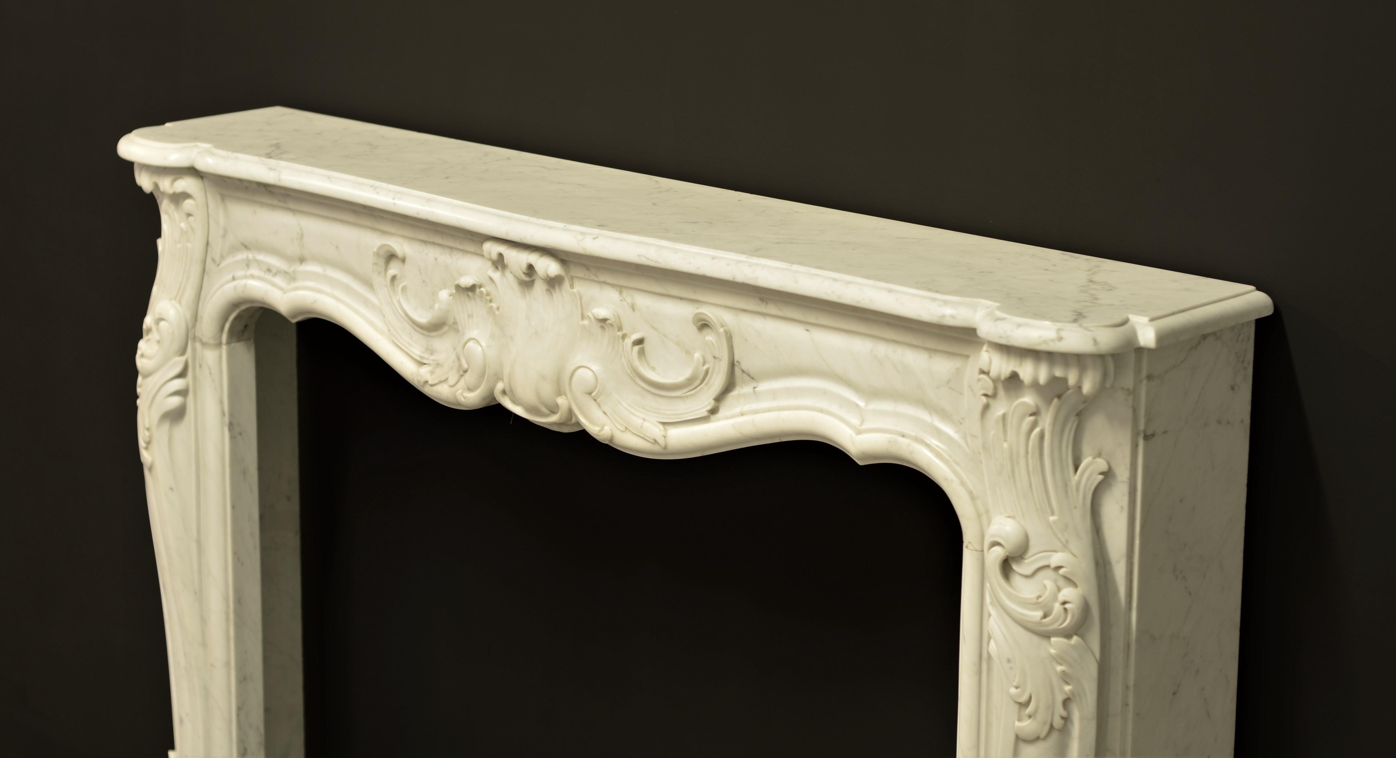 Rococo Style Fireplace Mantel in White Marble 8
