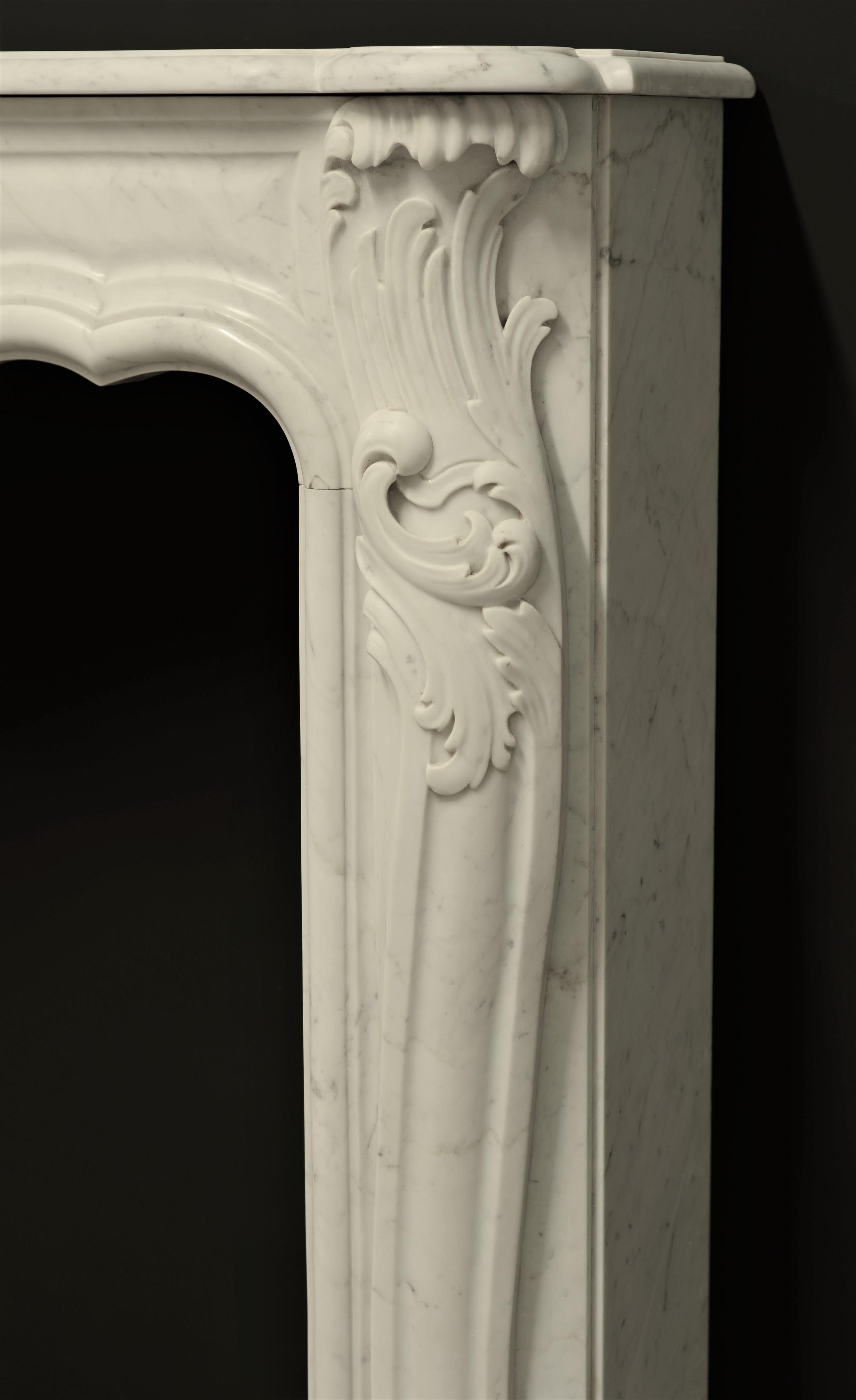 Rococo Style Fireplace Mantel in White Marble 14