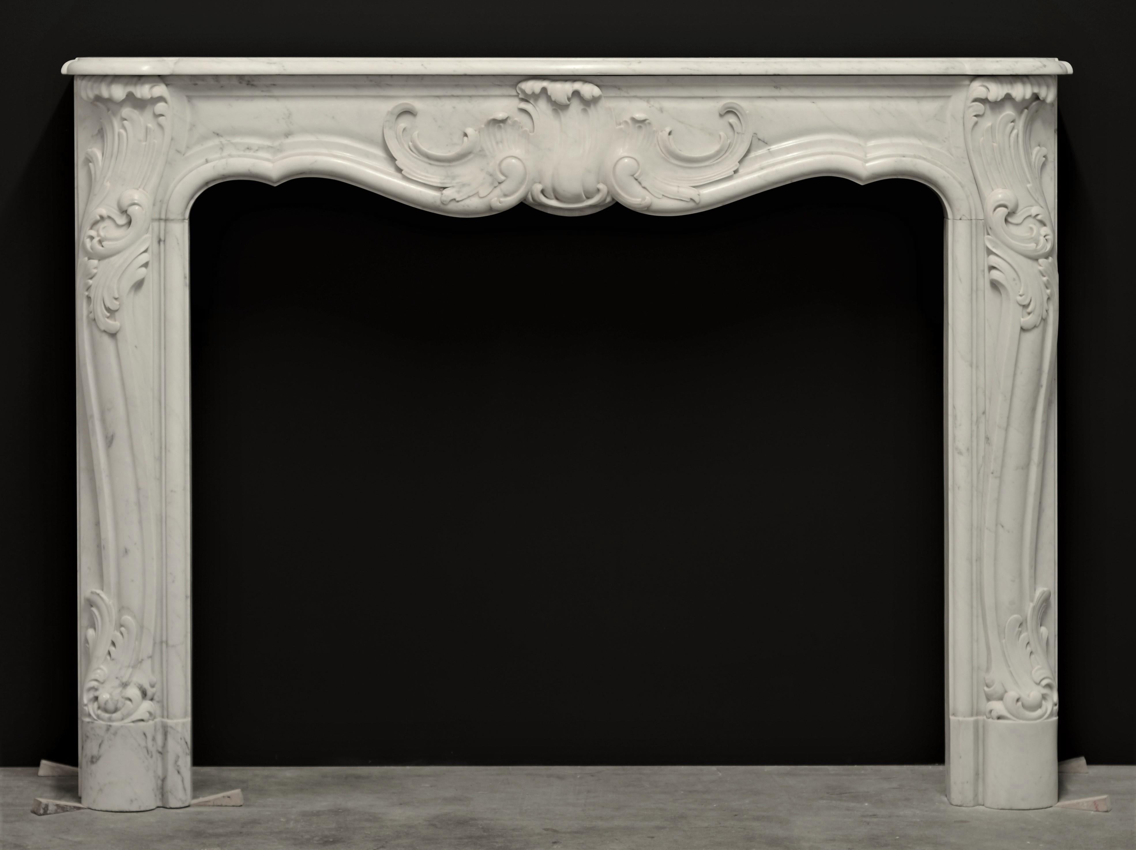 Rococo Revival Rococo Style Fireplace Mantel in White Marble