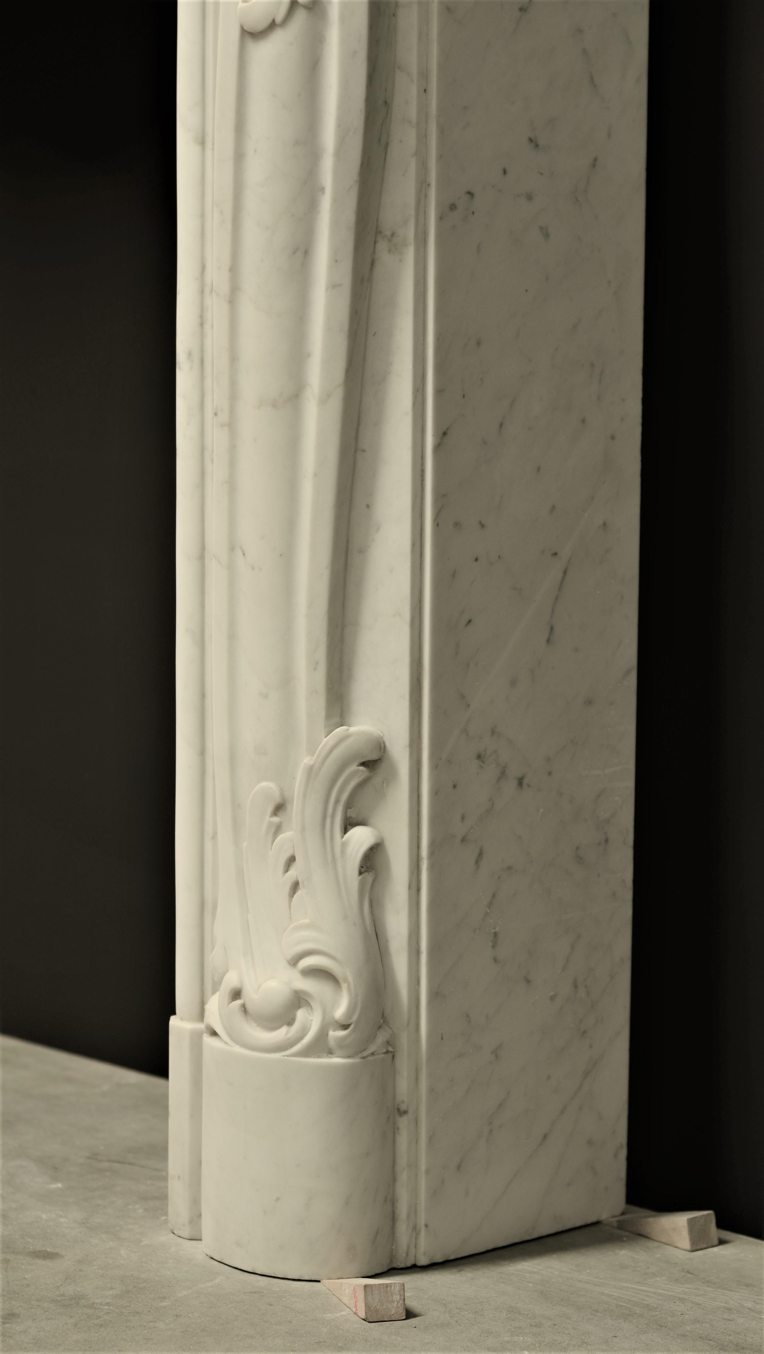 Rococo Style Fireplace Mantel in White Marble 1