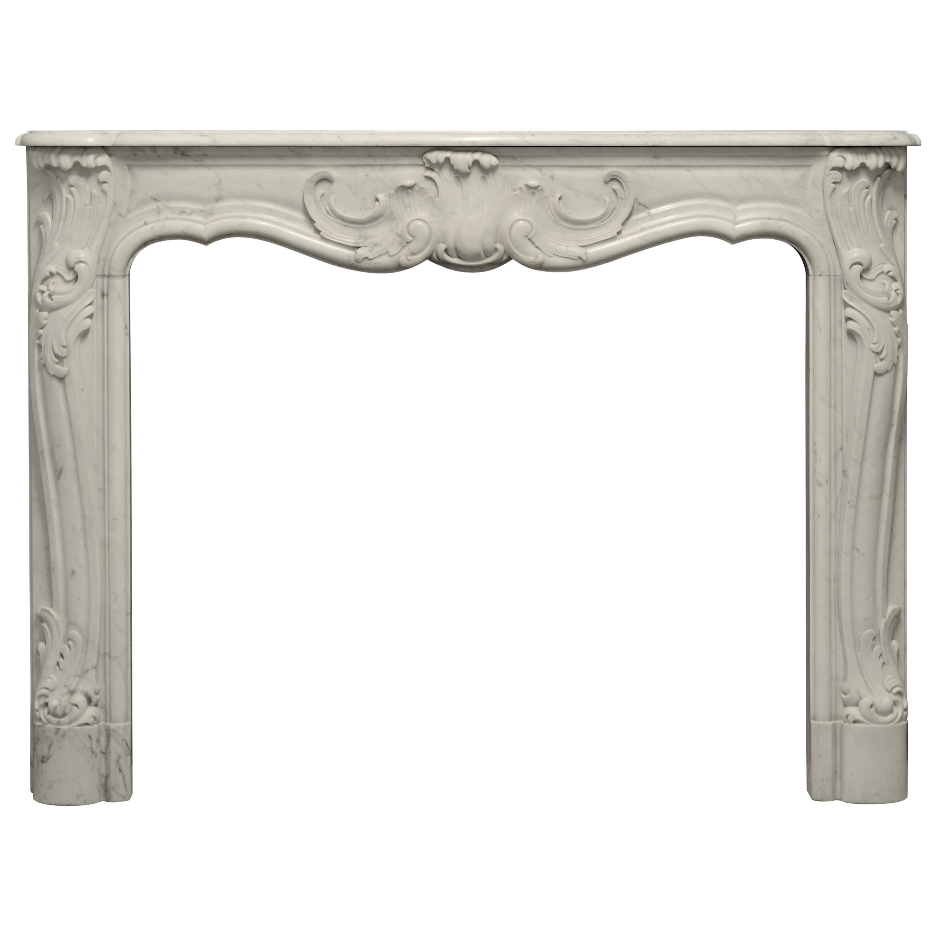 Rococo Style Fireplace Mantel in White Marble
