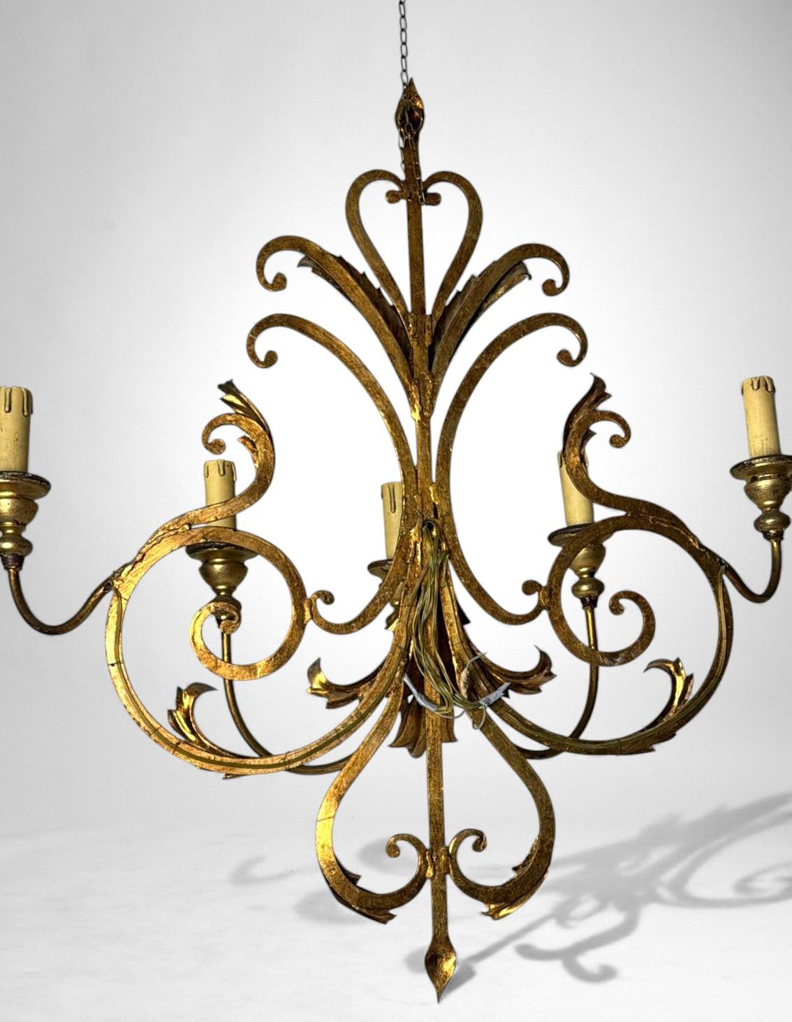 Fait main Applique en fer doré Florentine de style rococo en vente