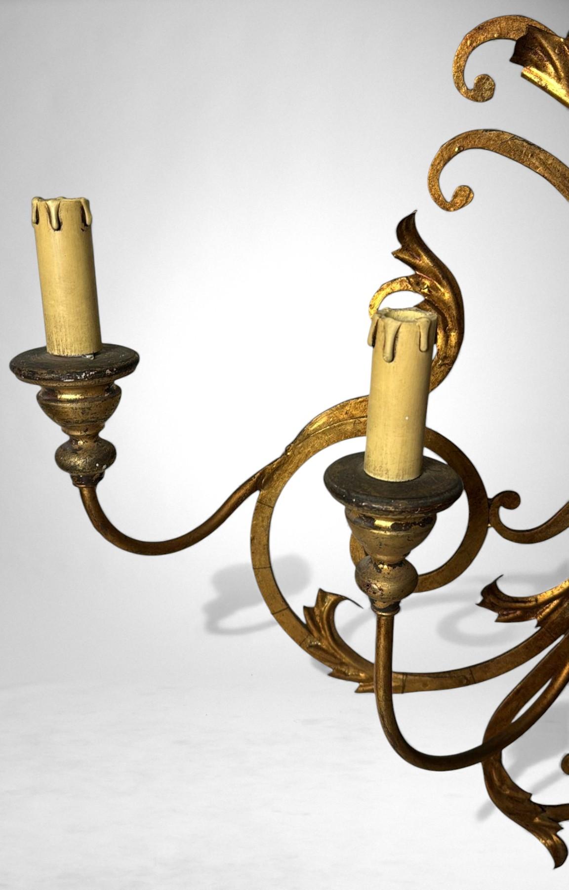 Applique en fer doré Florentine de style rococo en vente 1