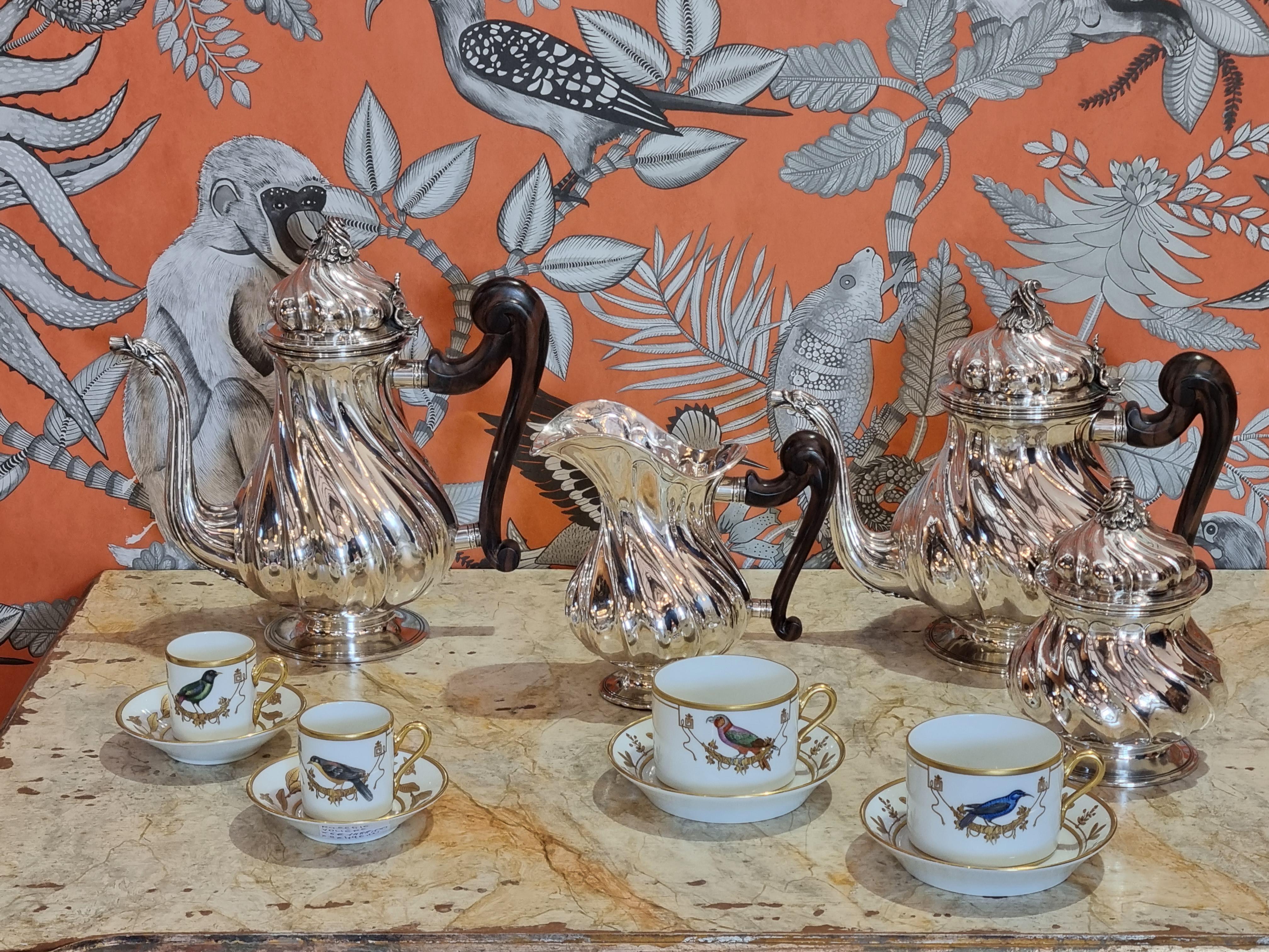 Rococo Style Four-Piece Sterling Silver Tea and Coffee Set, Italy, 1984 For Sale 8