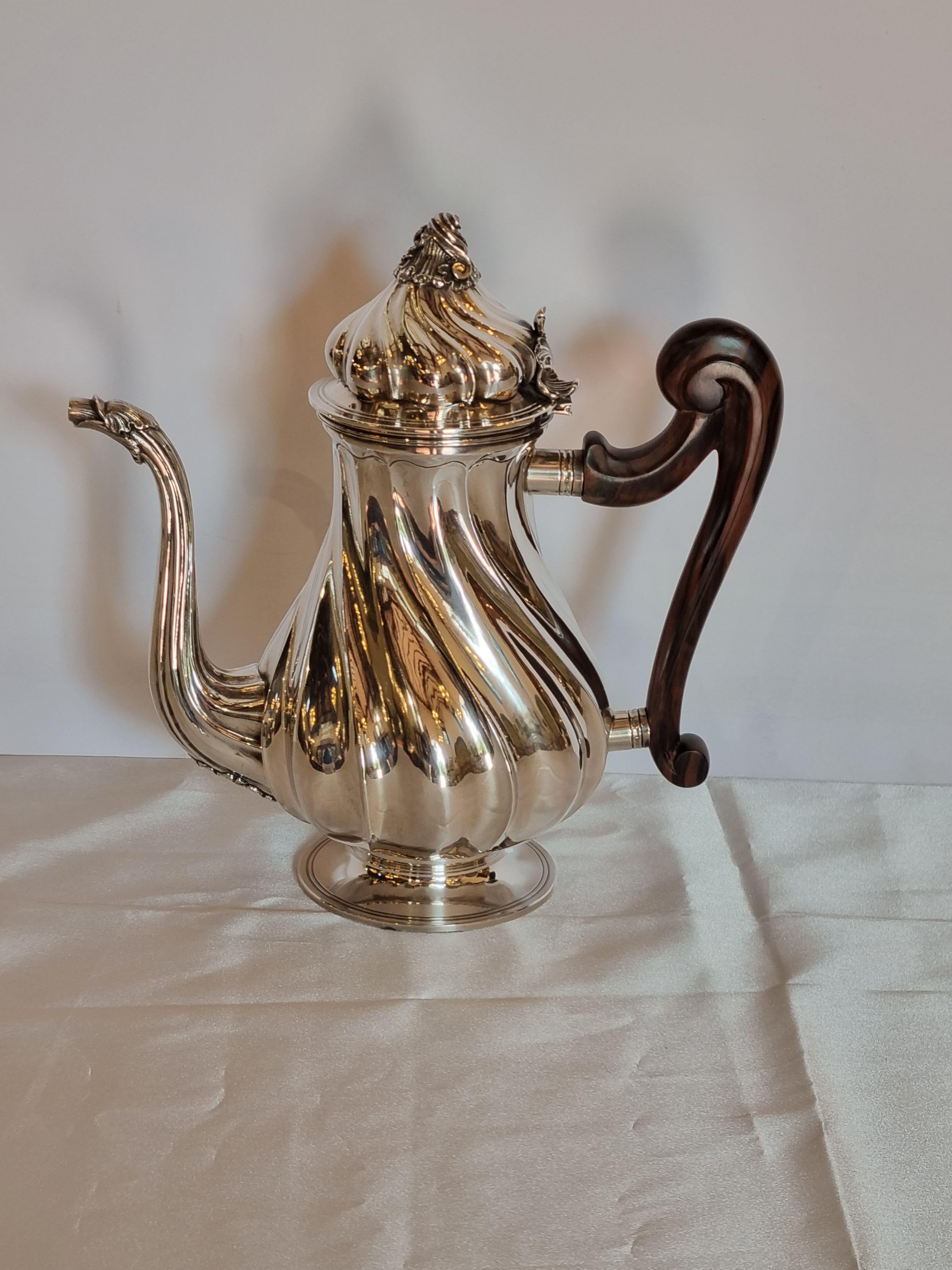Rococo Style Four-Piece Sterling Silver Tea and Coffee Set, Italy, 1984 For Sale 1