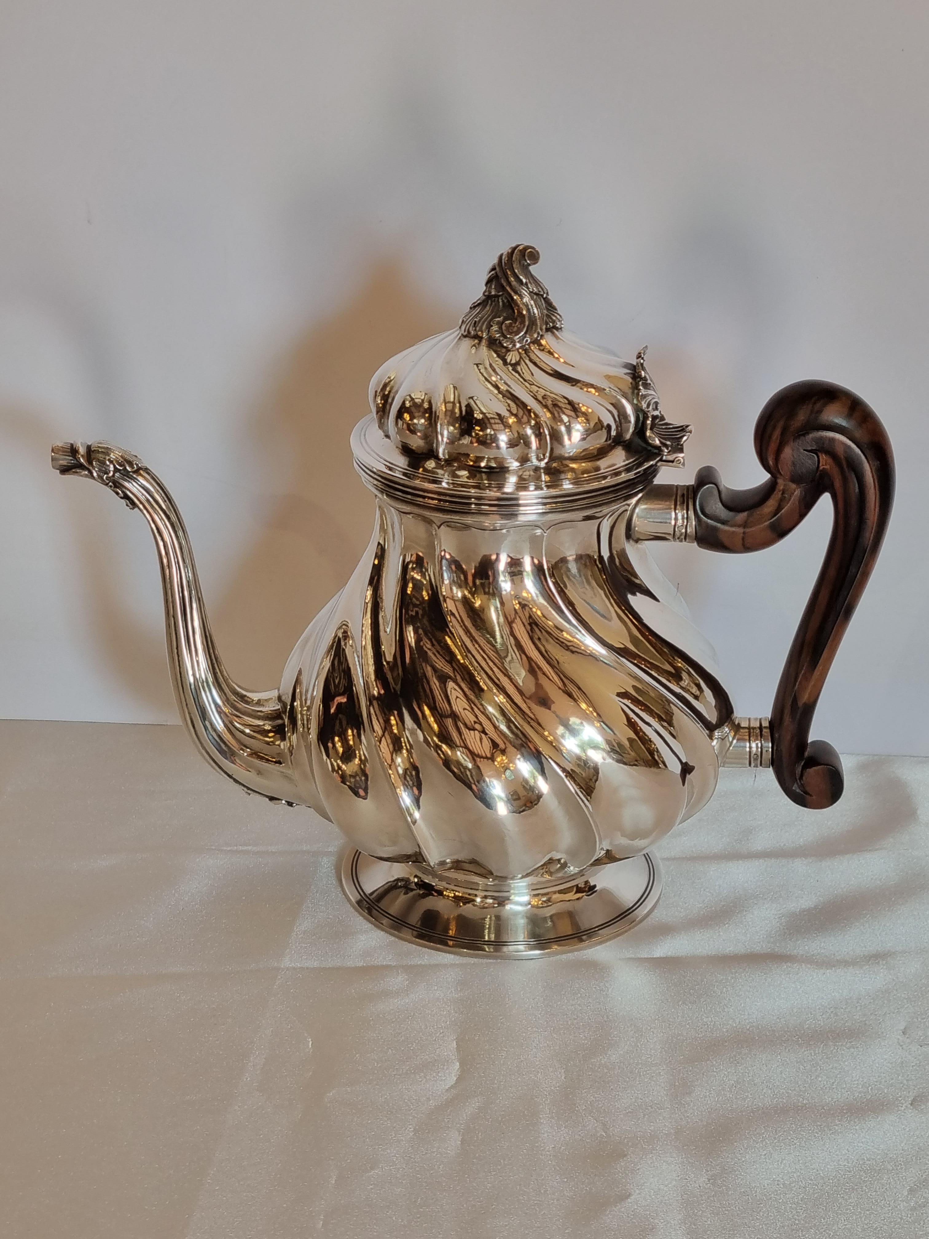 Rococo Style Four-Piece Sterling Silver Tea and Coffee Set, Italy, 1984 For Sale 2