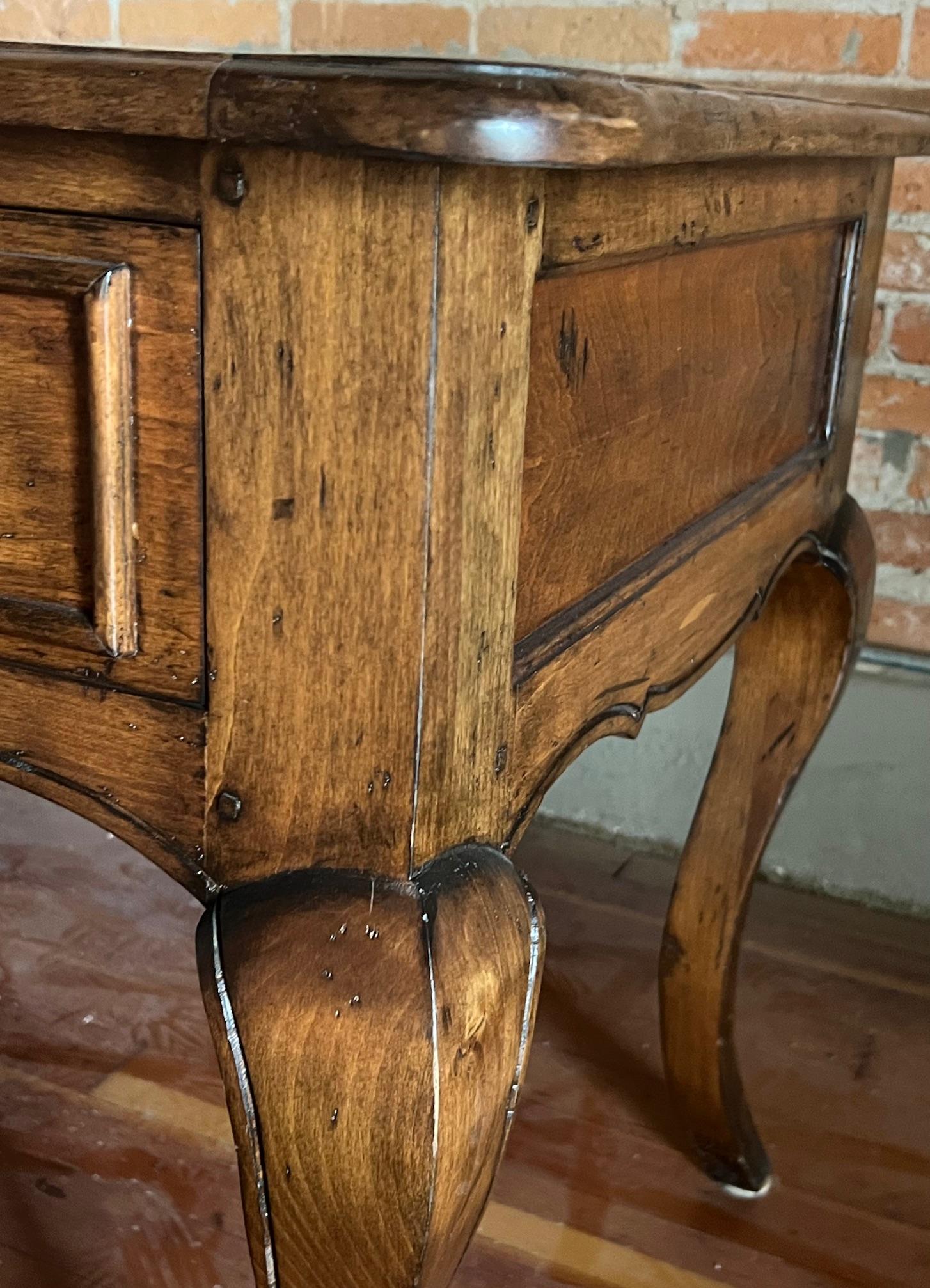 Rococo Style Fruitwood Desk With Cabriolet Legs For Sale 7