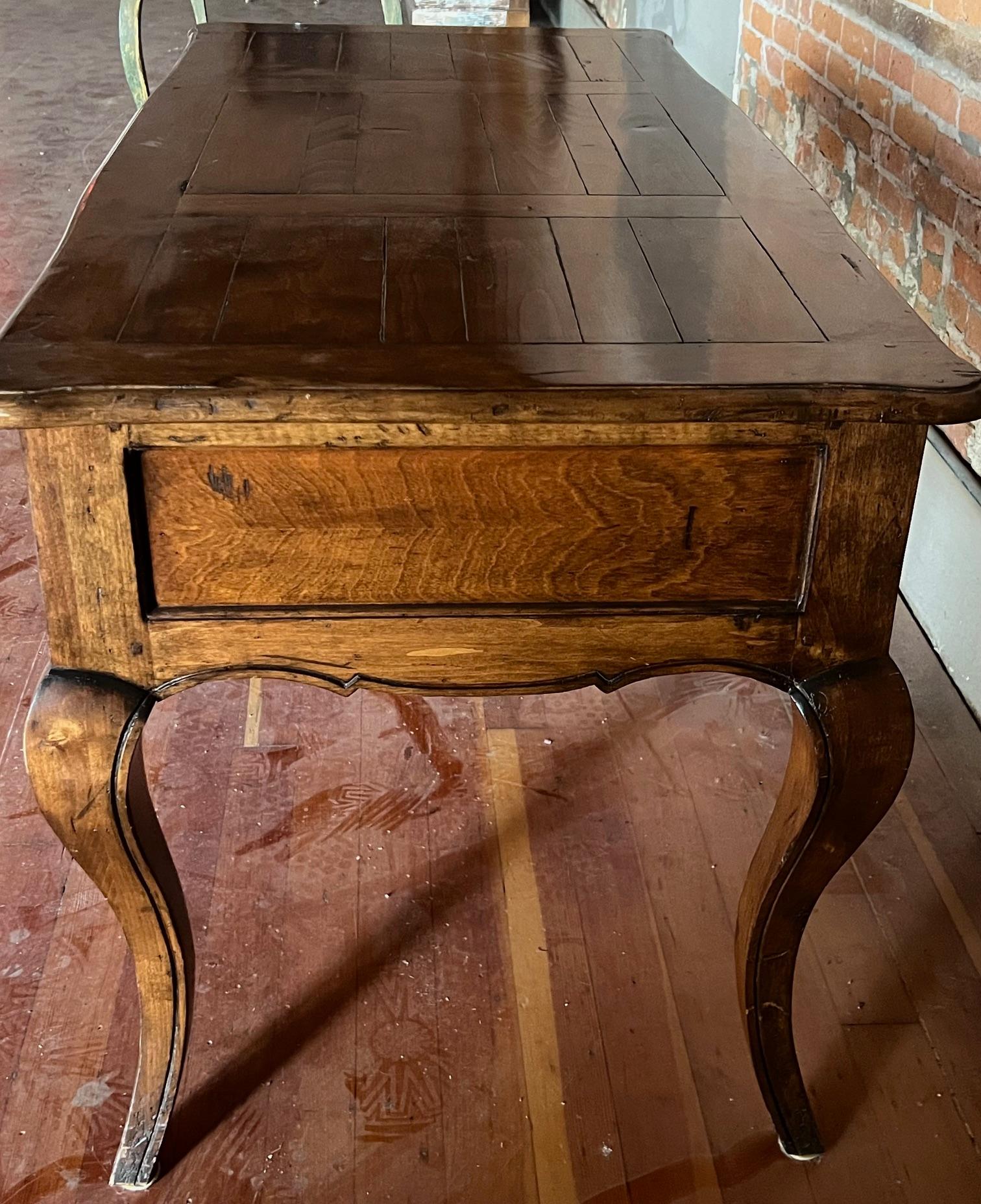 Rococo Style Fruitwood Desk With Cabriolet Legs For Sale 8