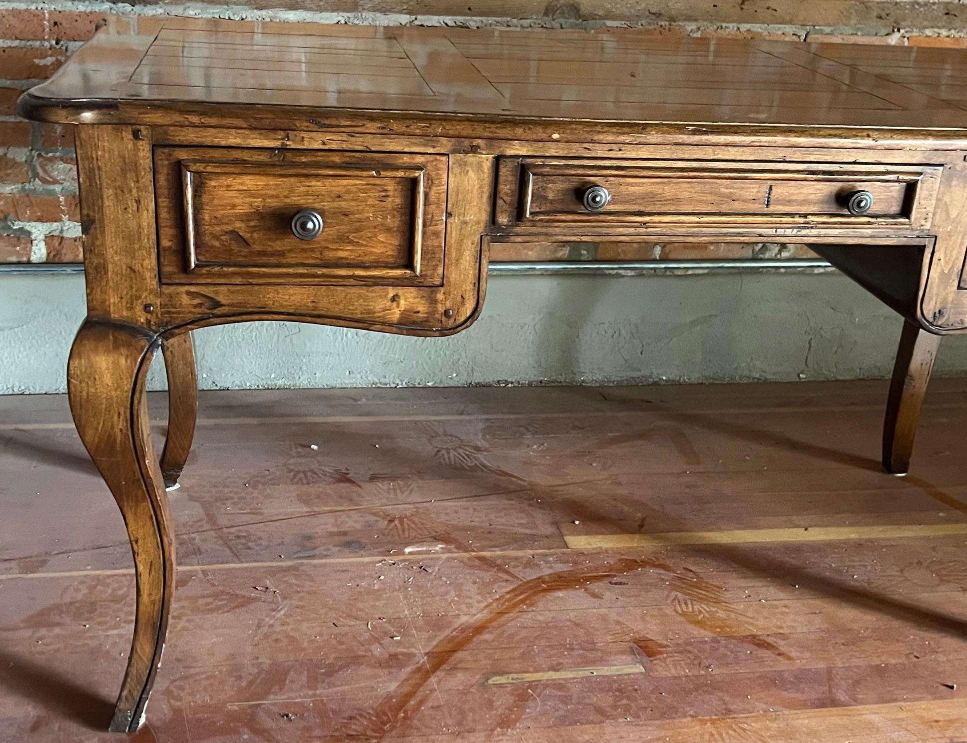 Rococo Style Fruitwood Desk With Cabriolet Legs For Sale 9