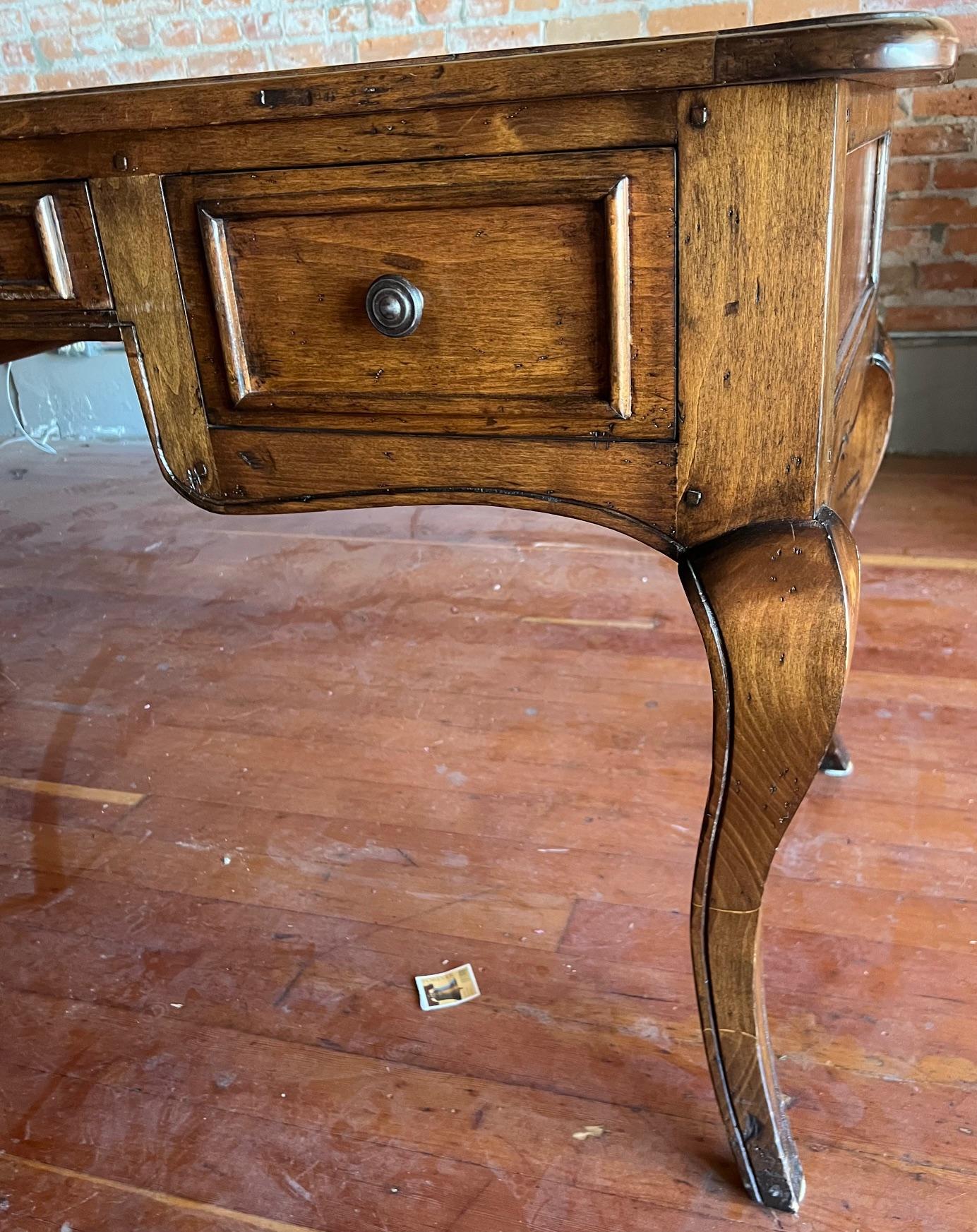 Rococo Style Fruitwood Desk With Cabriolet Legs In Good Condition For Sale In Ross, CA