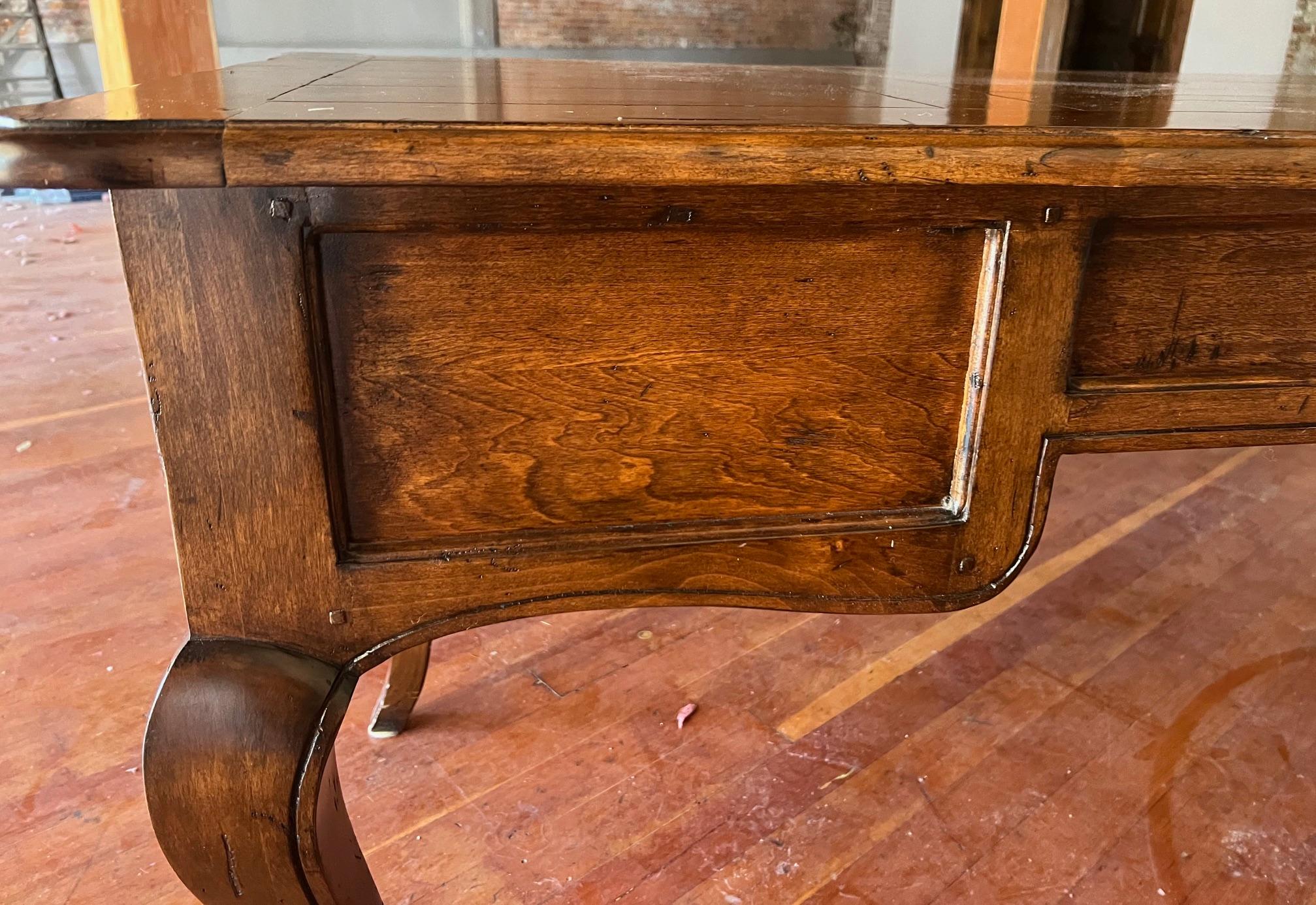 Late 20th Century Rococo Style Fruitwood Desk With Cabriolet Legs For Sale