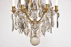 Rococo style gilt brass and crystal chandelier