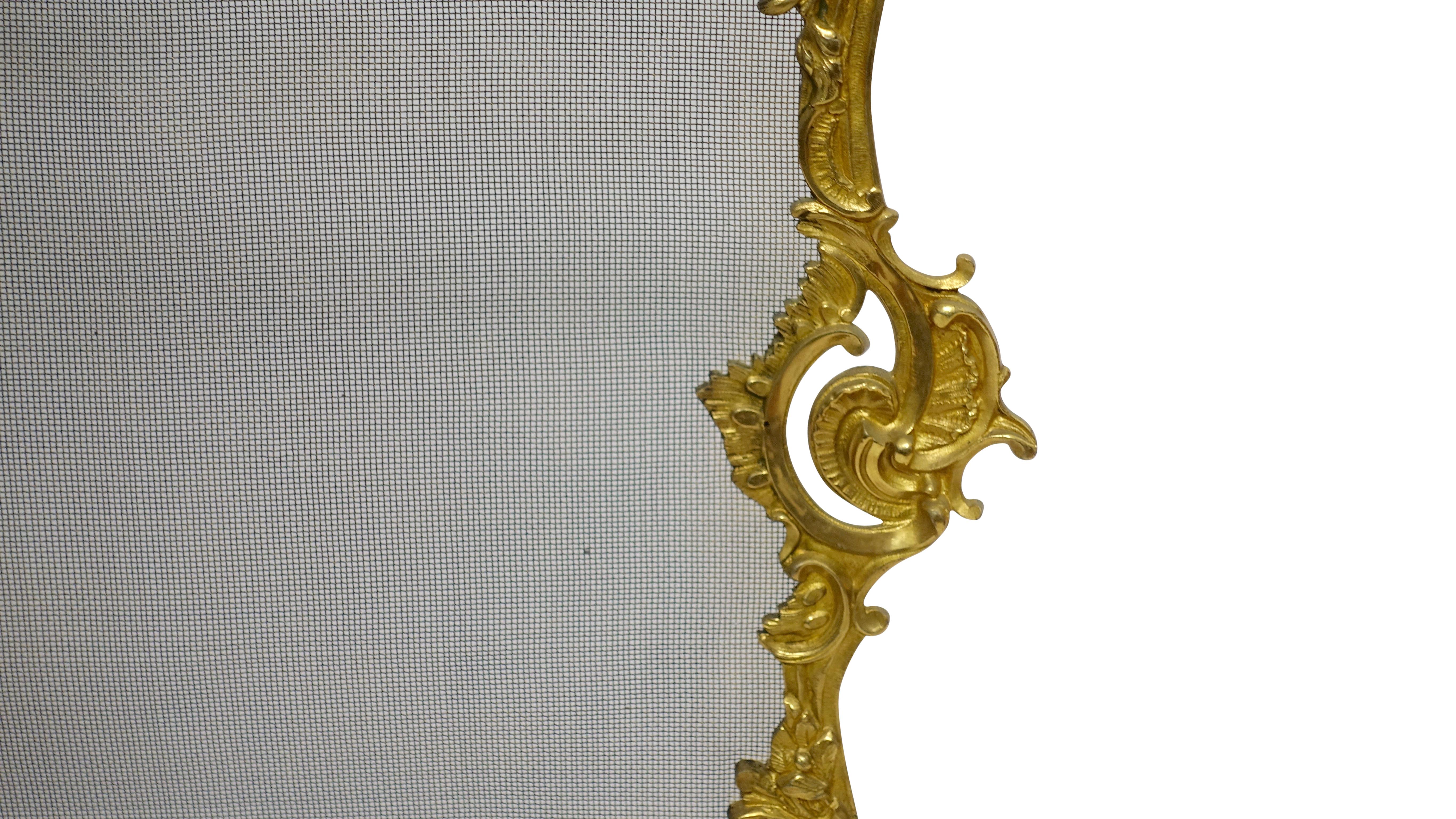 French Rococo Style Gilt Brass Fireplace Screen