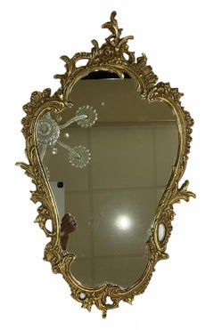 Rococo Style Gilt Brass Wall Console Mirror