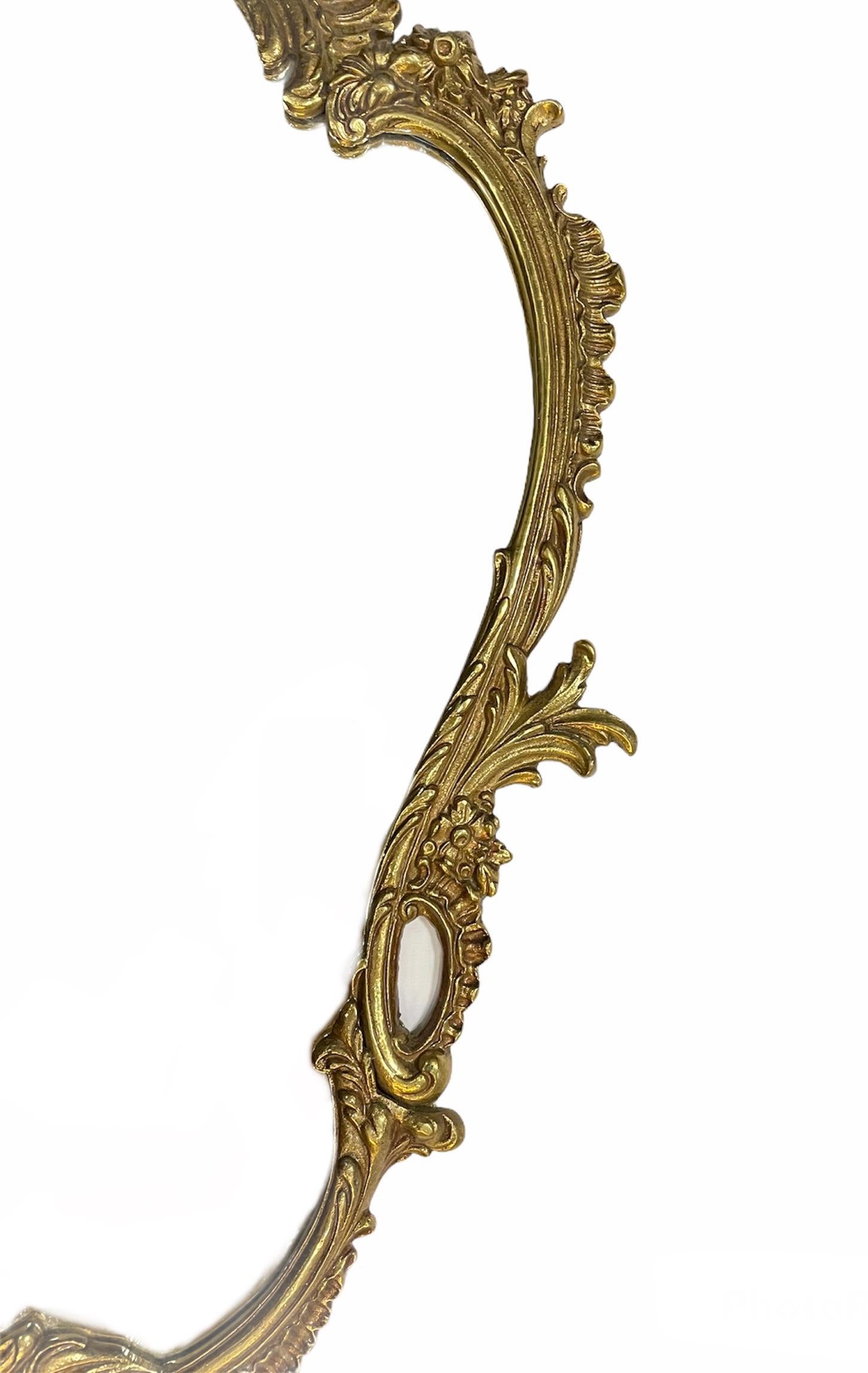 20th Century Rococo Style Gilt Brass Wall Console Mirror For Sale