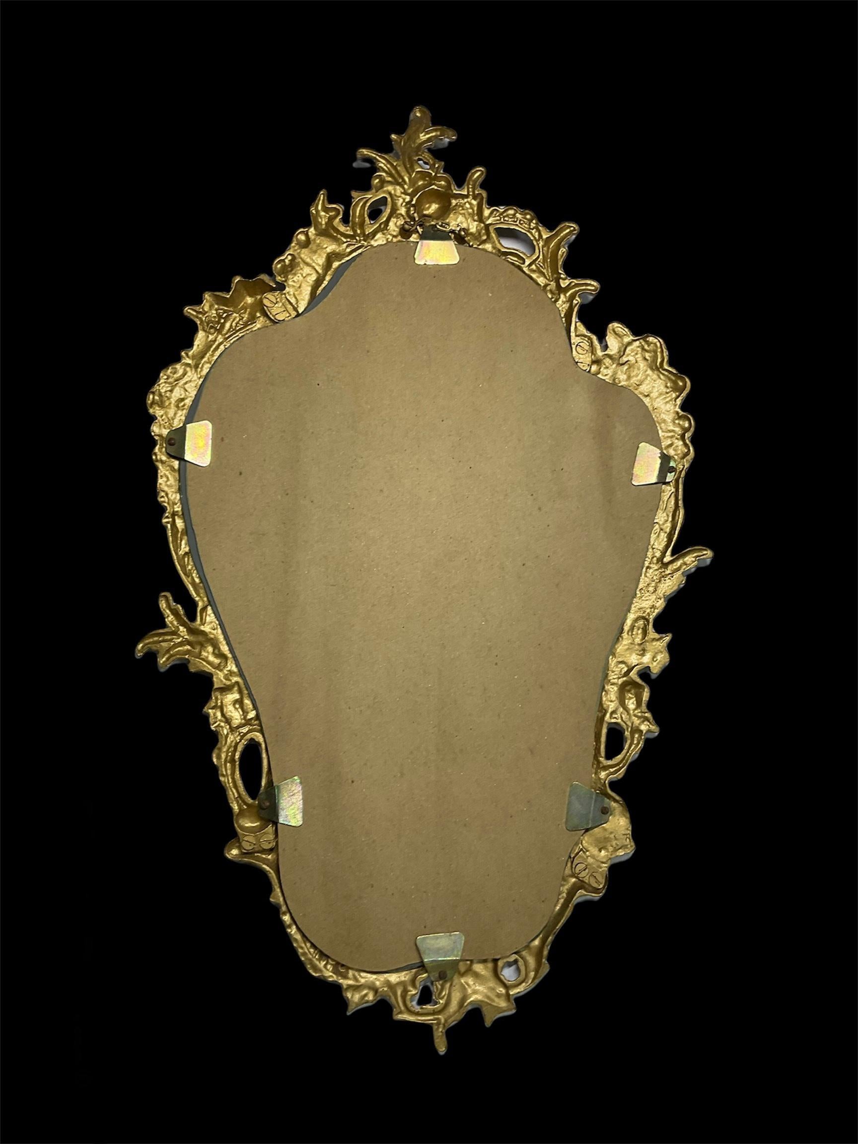Rococo Style Gilt Brass Wall Console Mirror For Sale 1