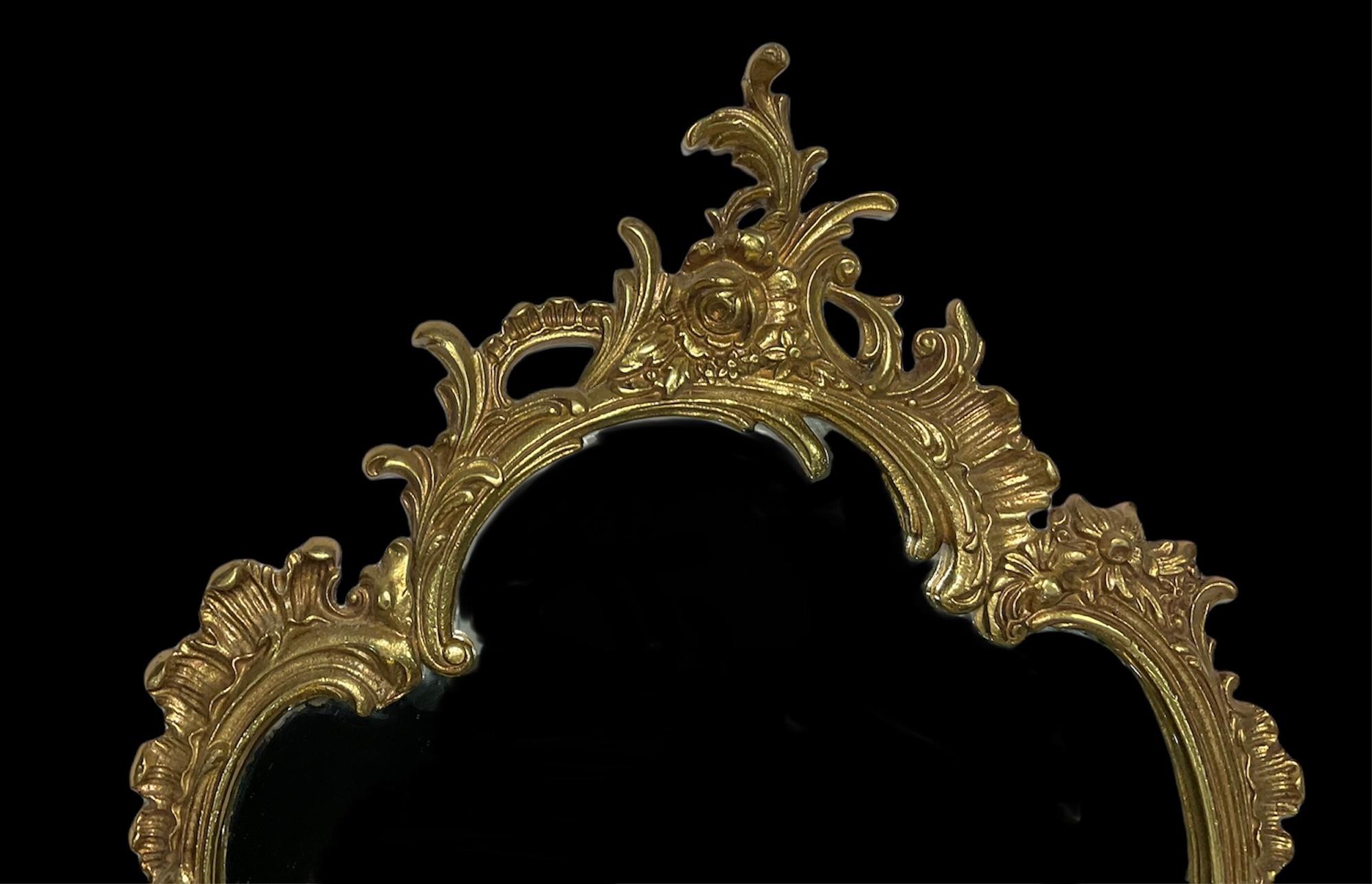 Rococo Style Gilt Brass Wall Console Mirror For Sale 2