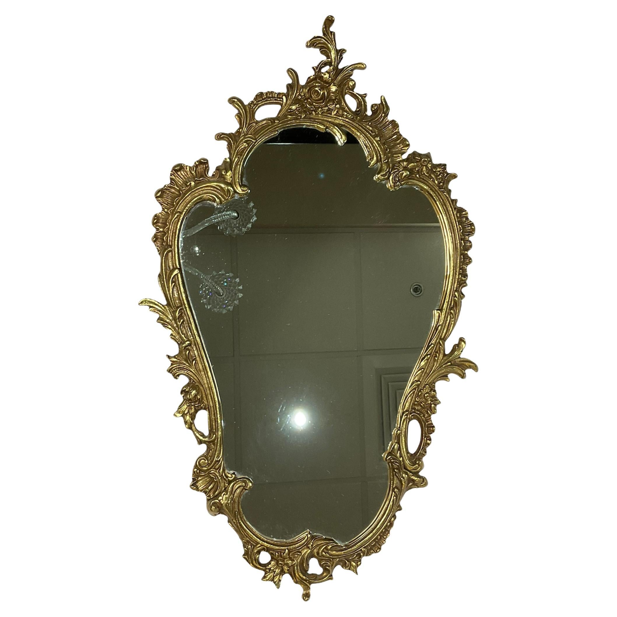 Rococo Style Gilt Brass Wall Console Mirror For Sale