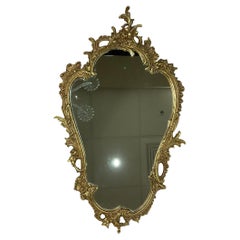 Rococo Style Gilt Brass Wall Console Mirror