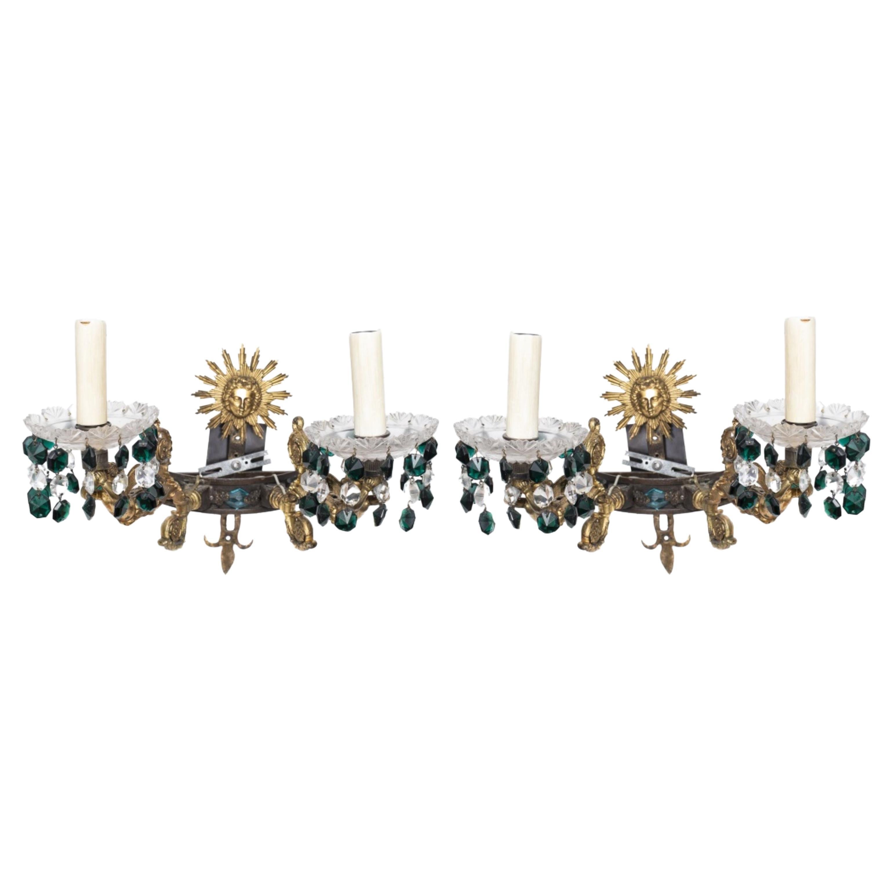 Rococo Style Gilt Bronze and Glass Sconces, Pair