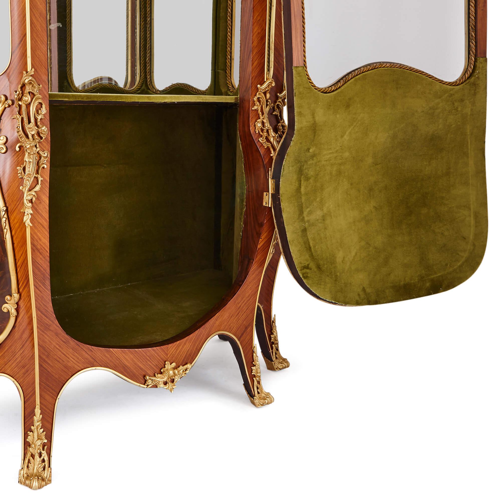 French Rococo Style Gilt Bronze and Vernis Martin Vitrine Cabinet For Sale