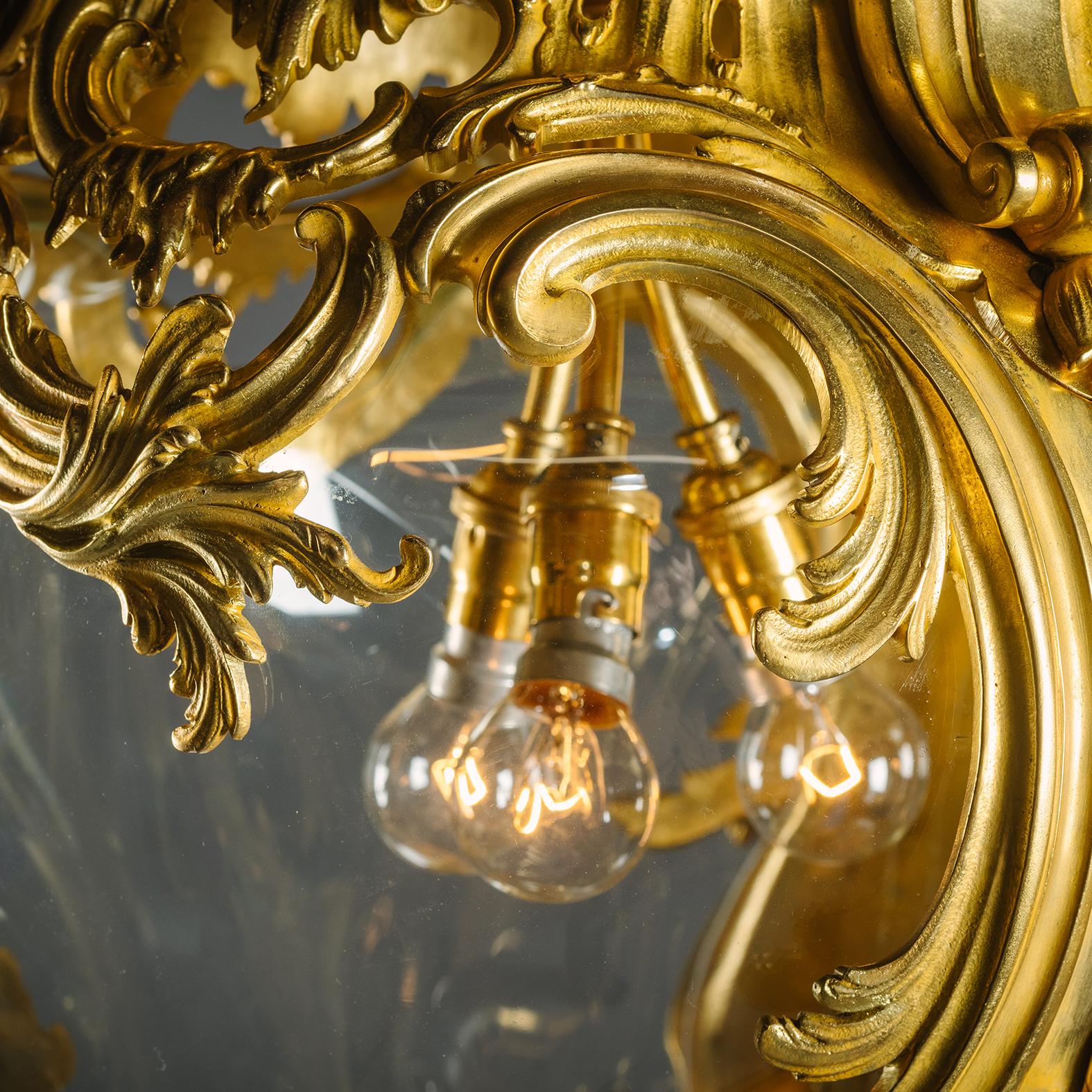  Rococo Style Gilt-Bronze Hall Lantern In Good Condition For Sale In Brighton, West Sussex