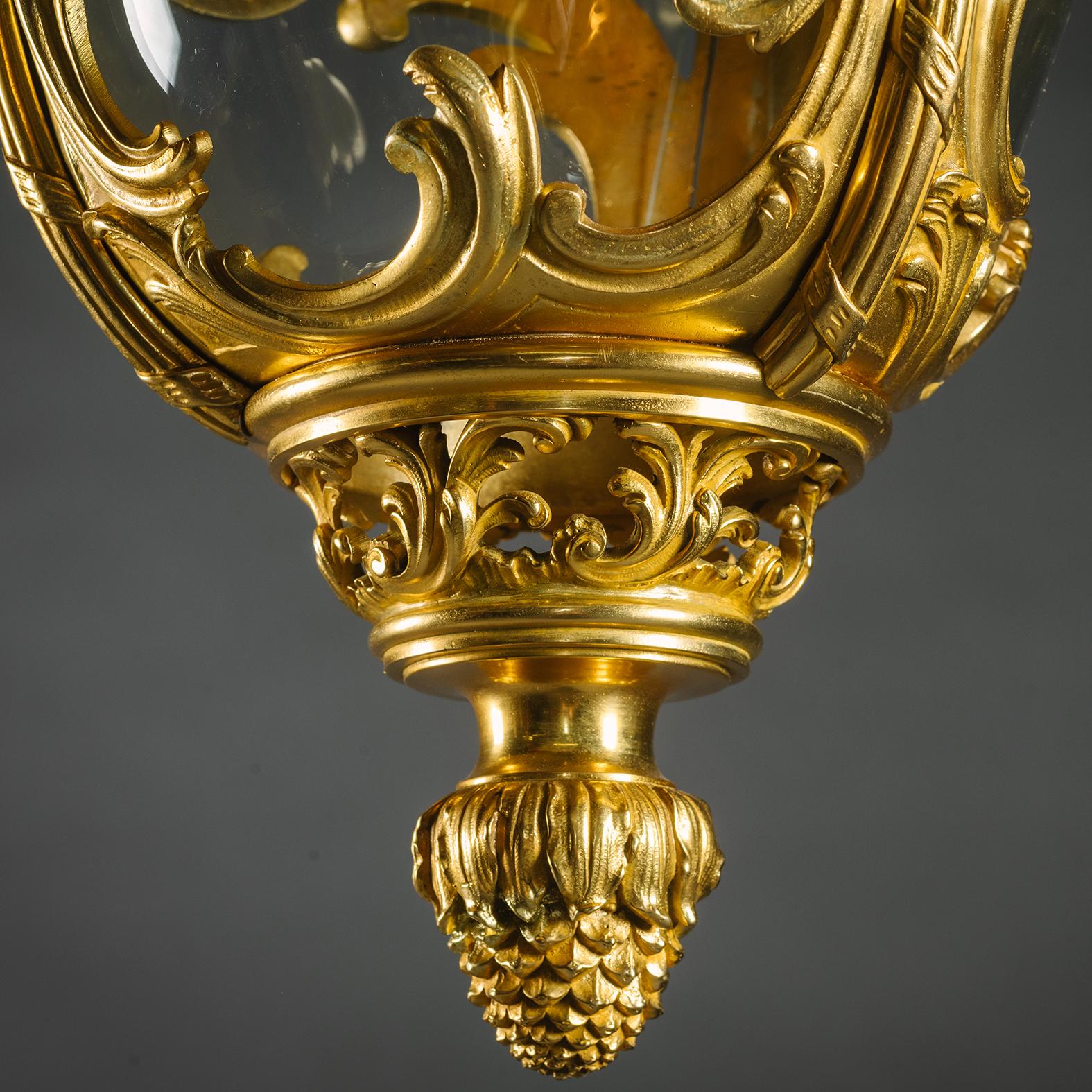  Rokoko-Stil Vergoldet-Bronze Flur Laterne (Goldbronze) im Angebot