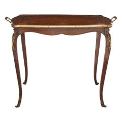 Rococo Style Gilt Bronze Mounted Rosewood and Marquetry Tea Table