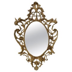 Rococo Style Gilt Metal Oval Mirror, Italy, 20th Century