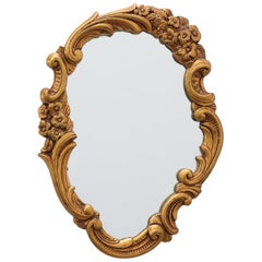 Rococo Style Gilt Mirror with Floral Garlands, Italy, 20th Century