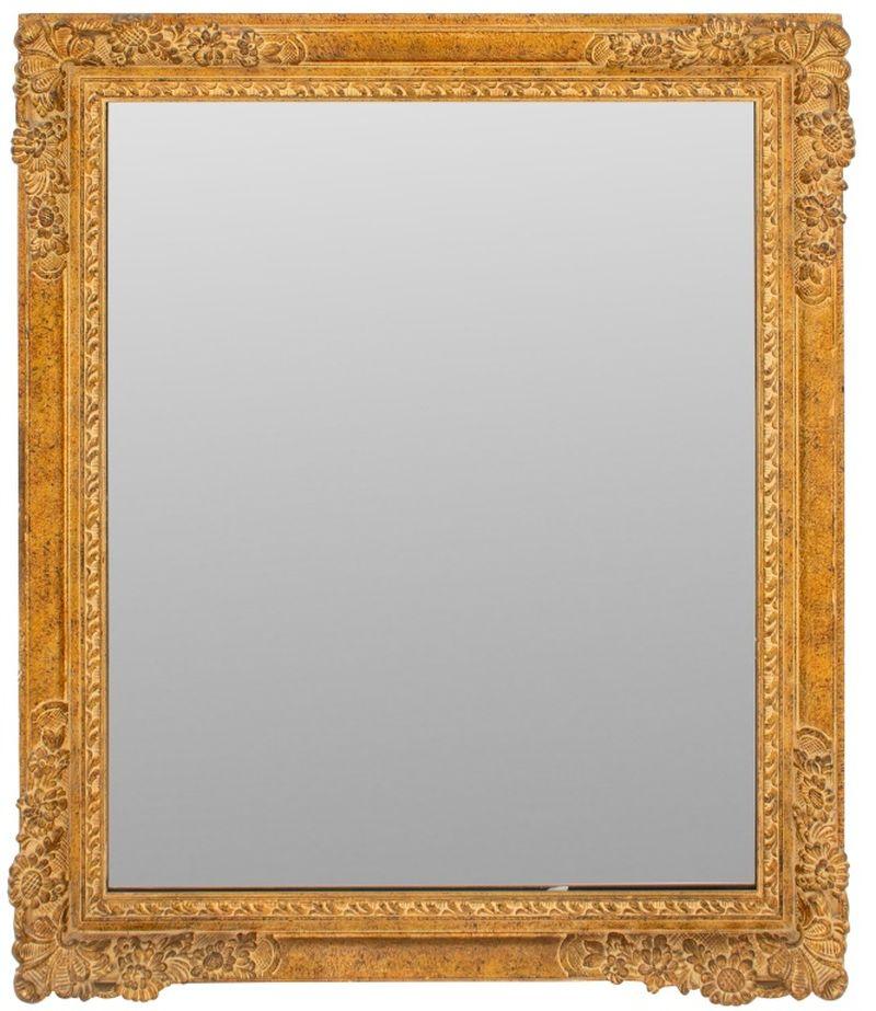 Specchio in legno dorato in stile rococò, 20° secolo, con disegno floreale agli angoli. 43,5