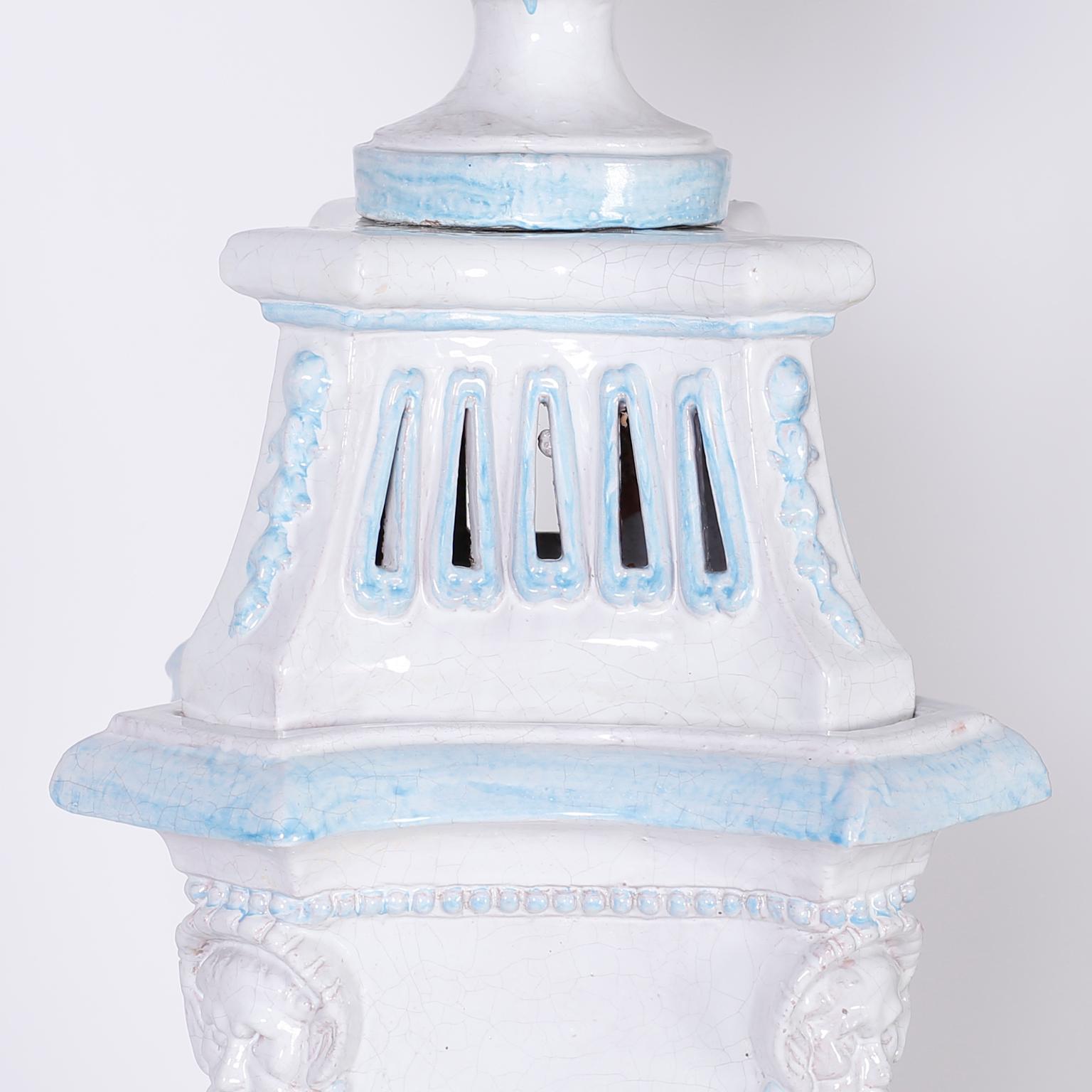 Rococo Style Glazed Terracotta Palace Stove In Good Condition For Sale In Palm Beach, FL