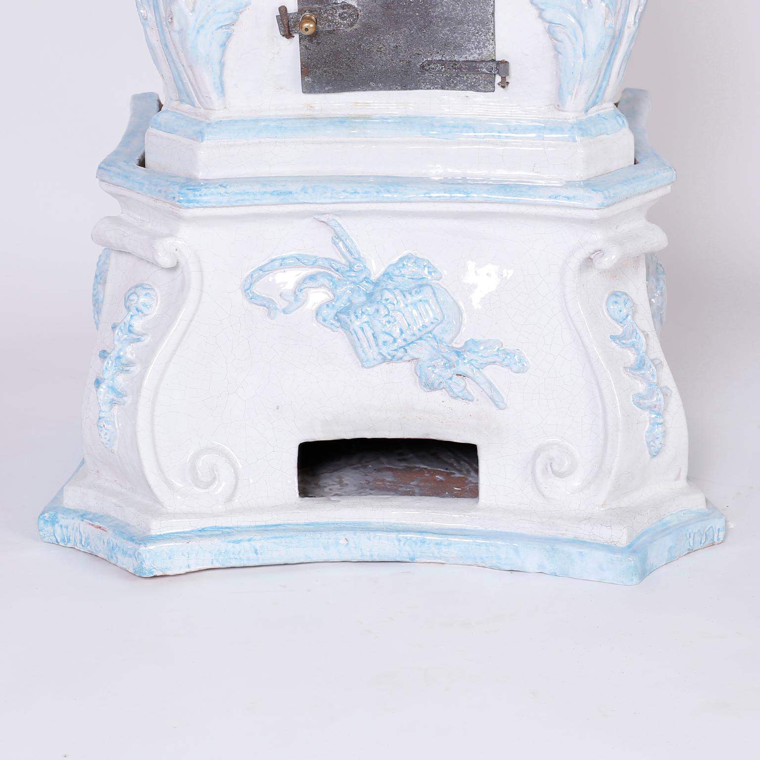 Rococo Style Glazed Terracotta Palace Stove For Sale 3