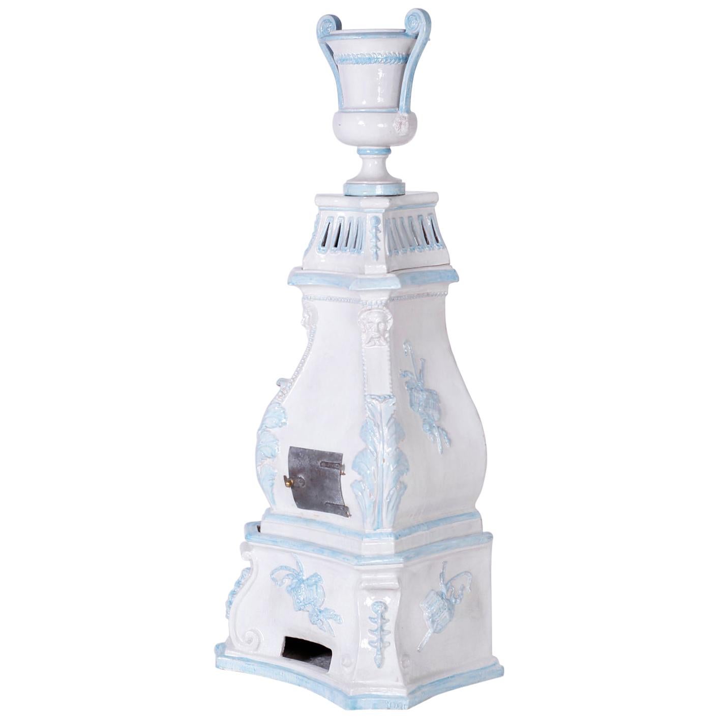 Rococo Style Glazed Terracotta Palace Stove For Sale