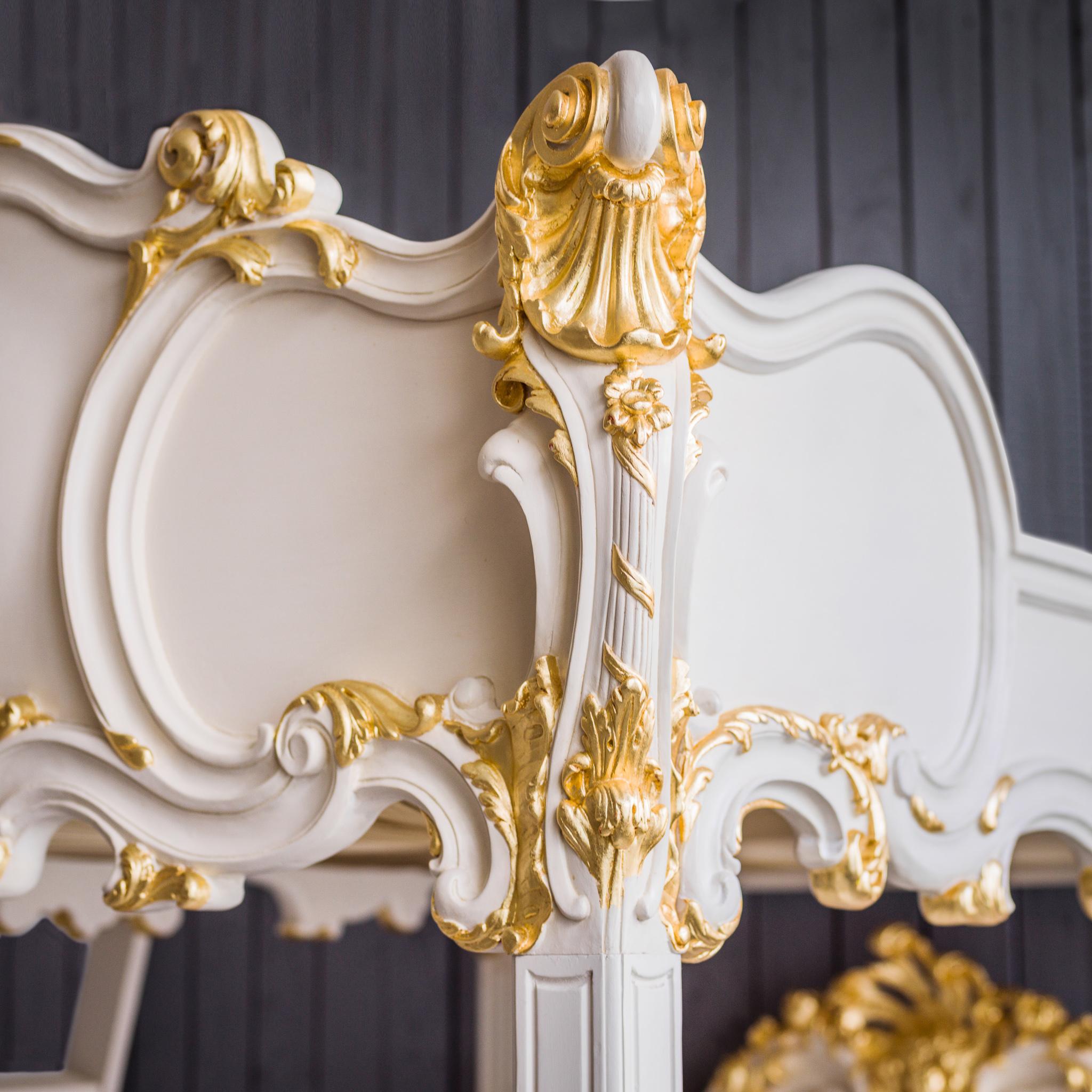 Contemporary Rococo Style Hand Carved 4 Poster & Bunk Bed For Sale