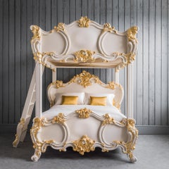 Rococo Style Hand Carved 4 Poster & Bunk Bed