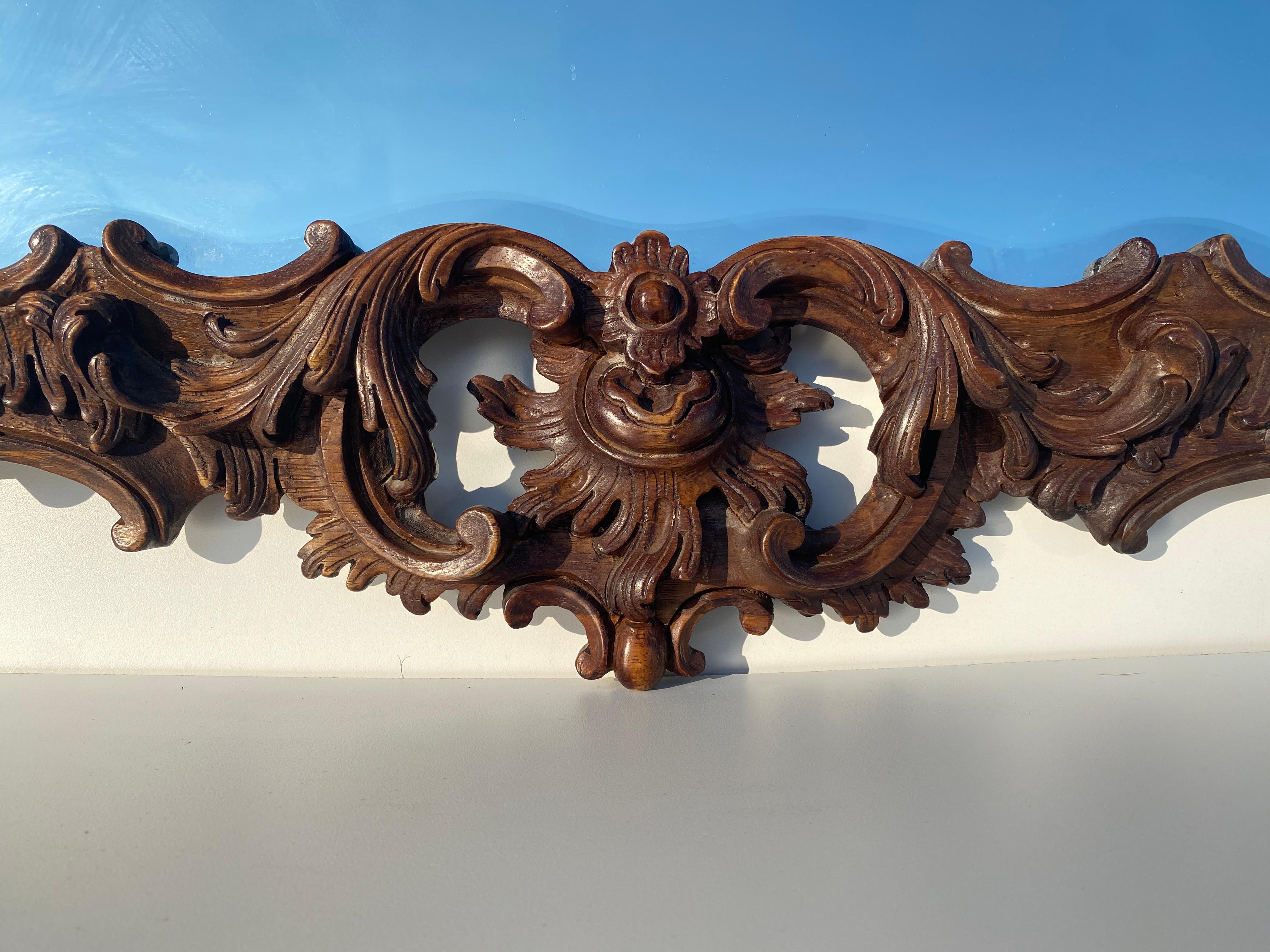 Rococo Style Hand Carved Walnut Mirror For Sale 4