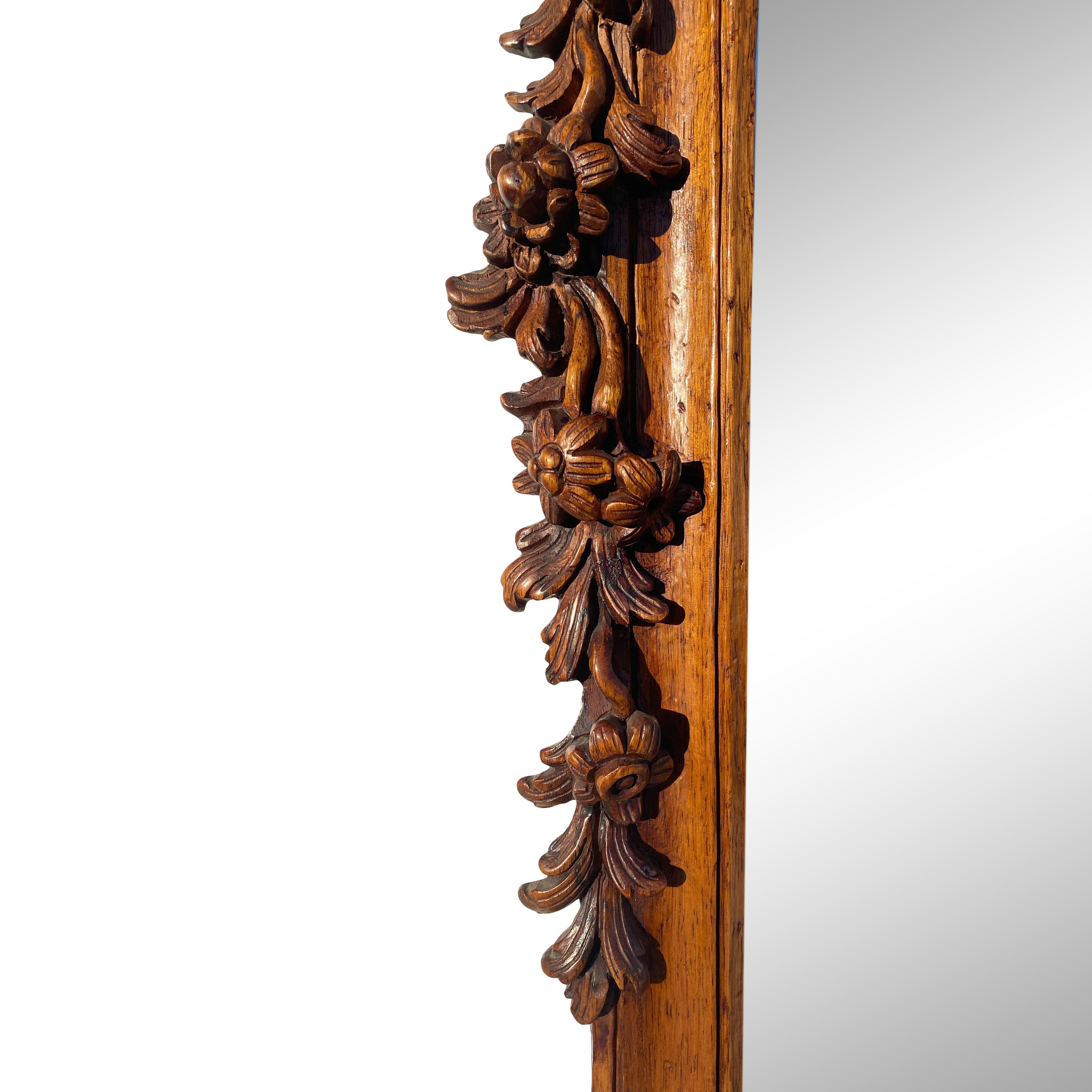 Rococo Style Hand Carved Walnut Mirror For Sale 3