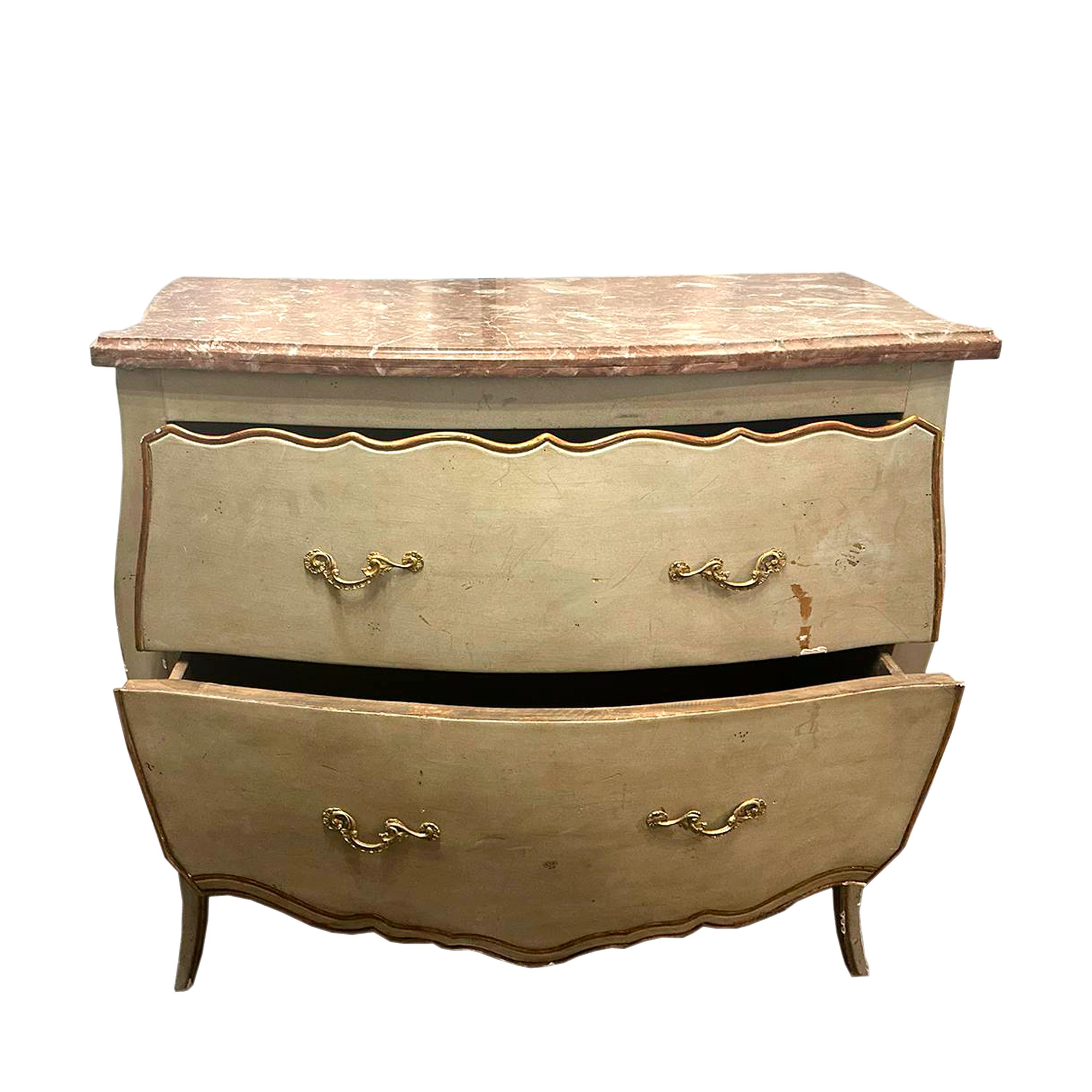 Rococò Stile rococò  Cassettone a due cassetti realizzato a mano, Italia, XIX secolo. in vendita