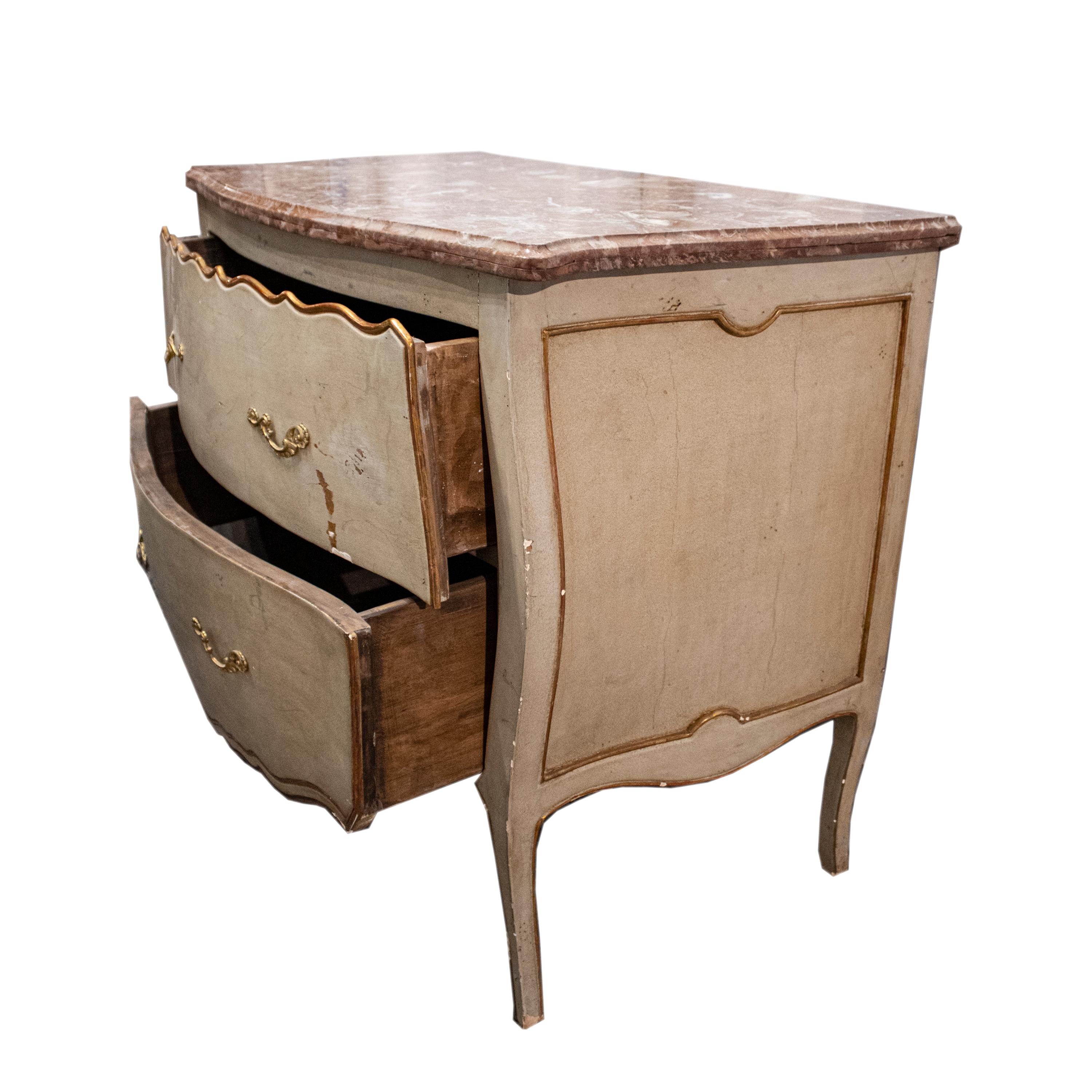 Spagnolo Stile rococò  Cassettone a due cassetti realizzato a mano, Italia, XIX secolo. in vendita