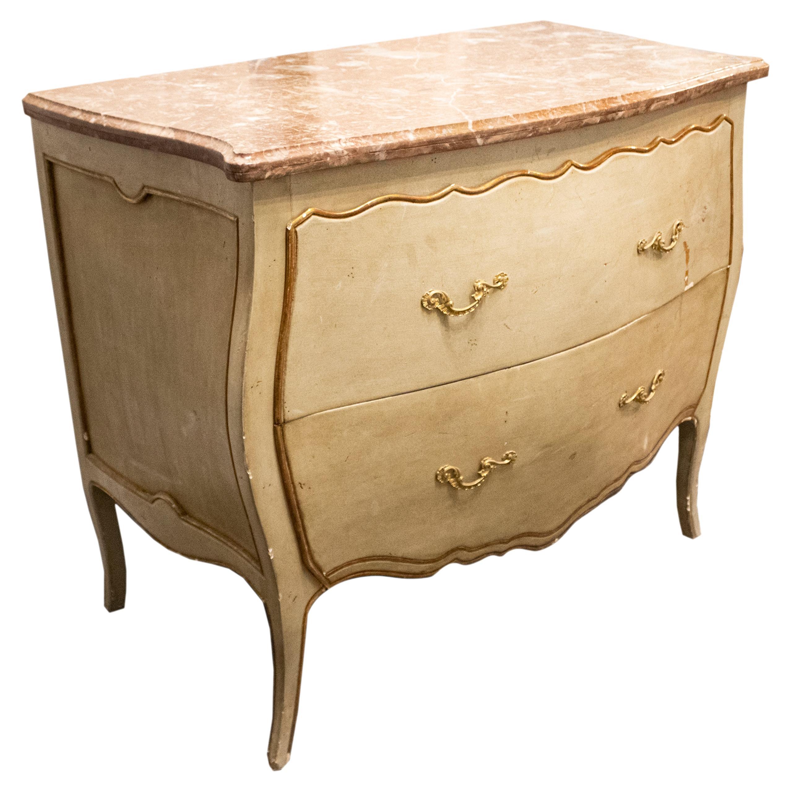 Rococo Style  Handcrafted Two-Drawer Chest, Italy, 19th Century.